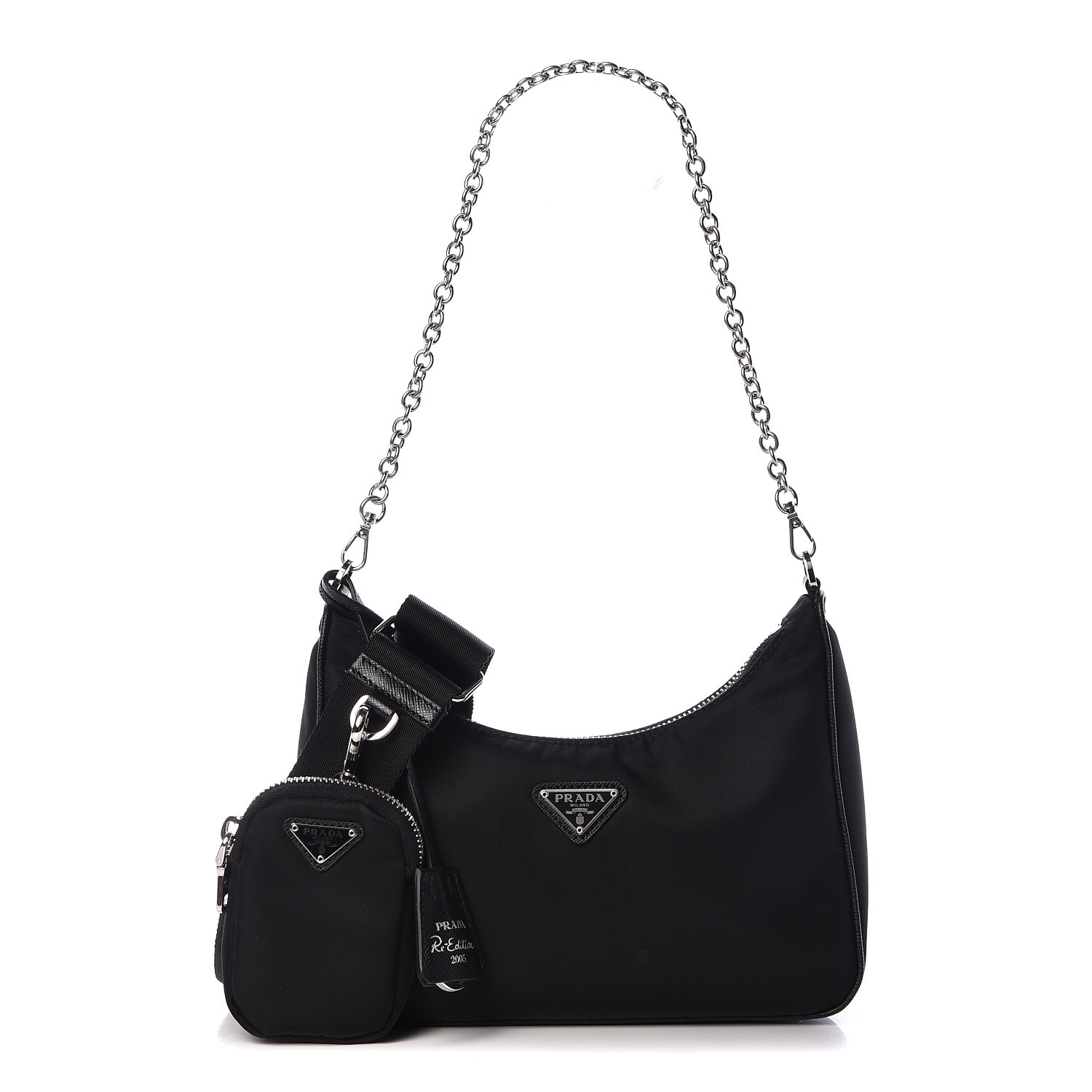 PRADA Nylon Re-Edition 2005 Shoulder Bag Black 482497