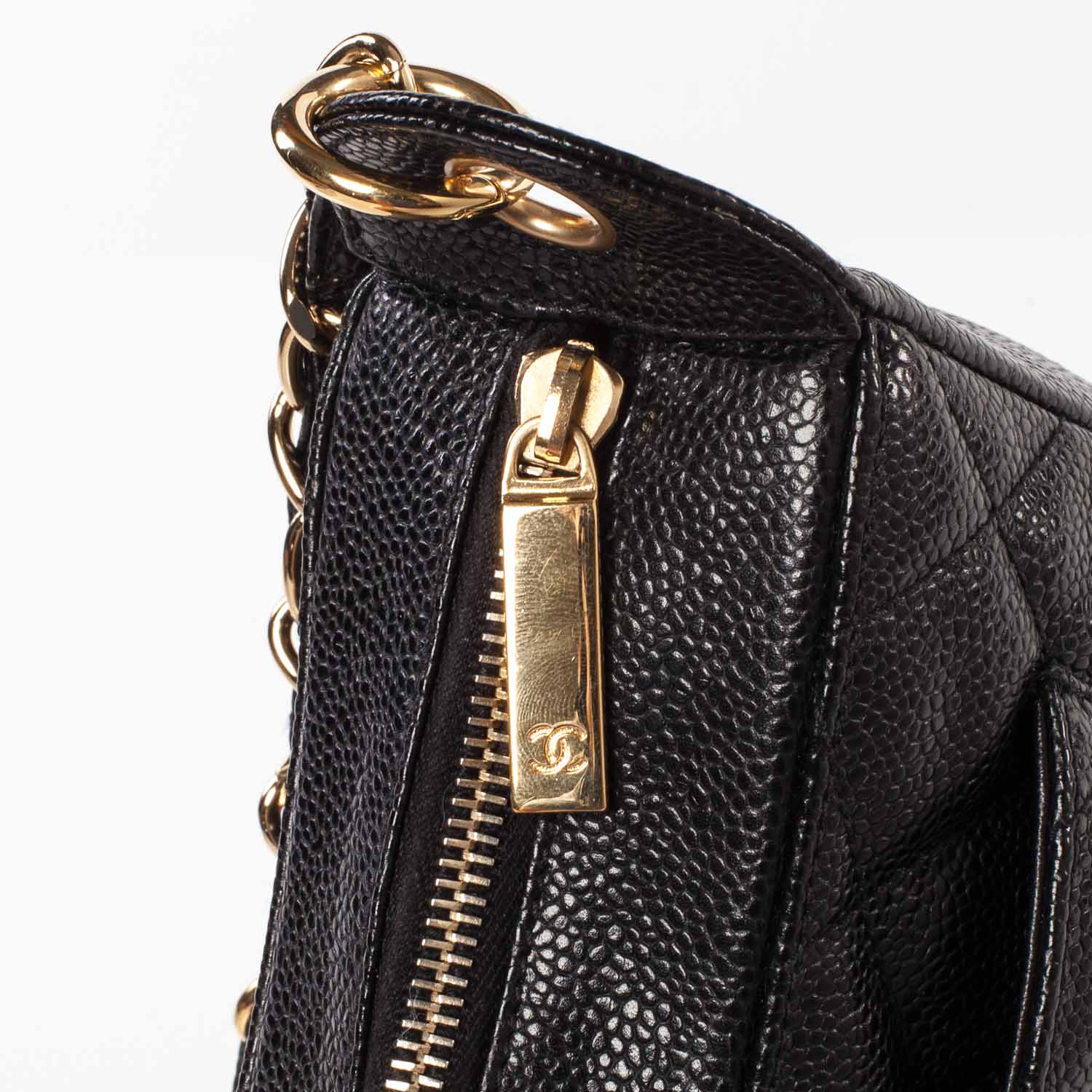 CHANEL Caviar Quilted Hobo Bag Black 36236