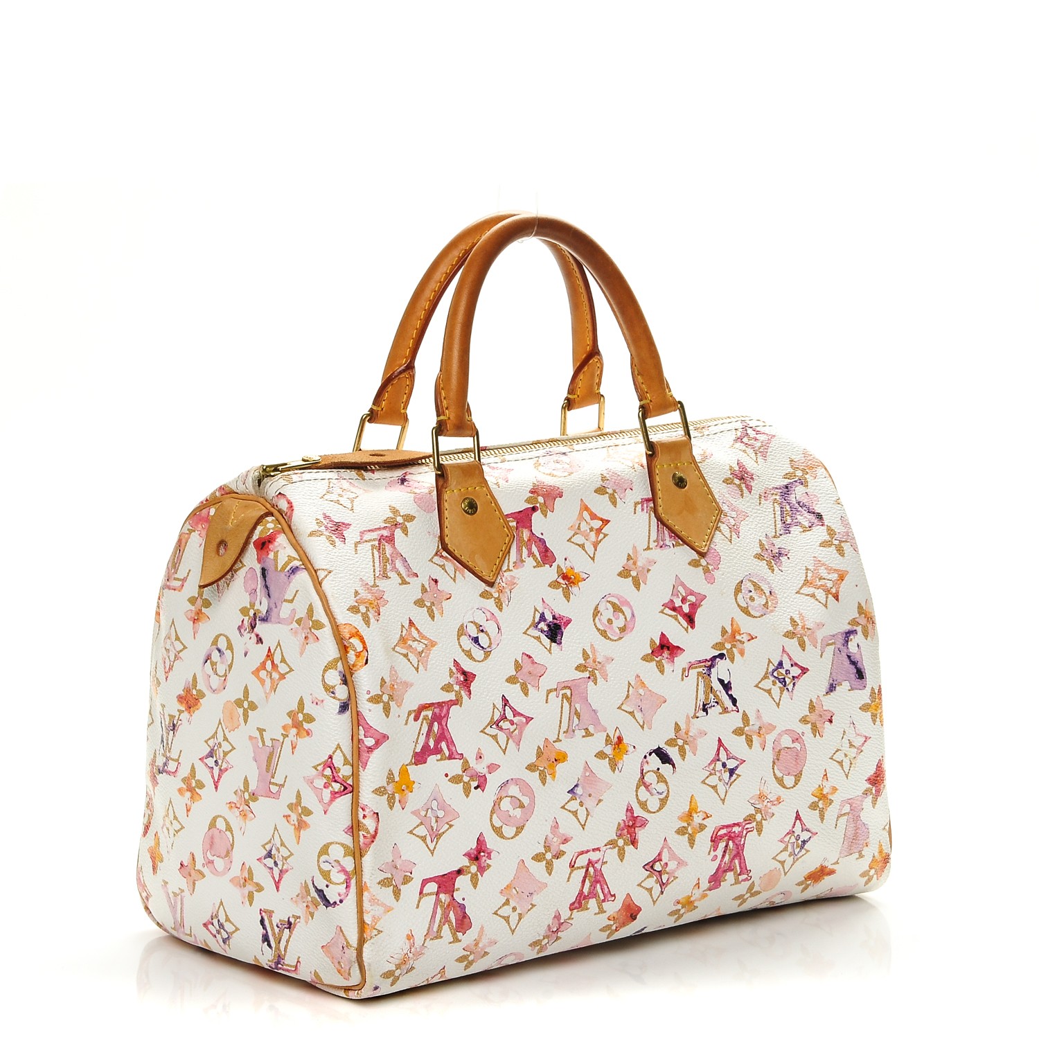 2008 Louis Vuitton Withe Keather Speedy Aquarelle LE Handbag