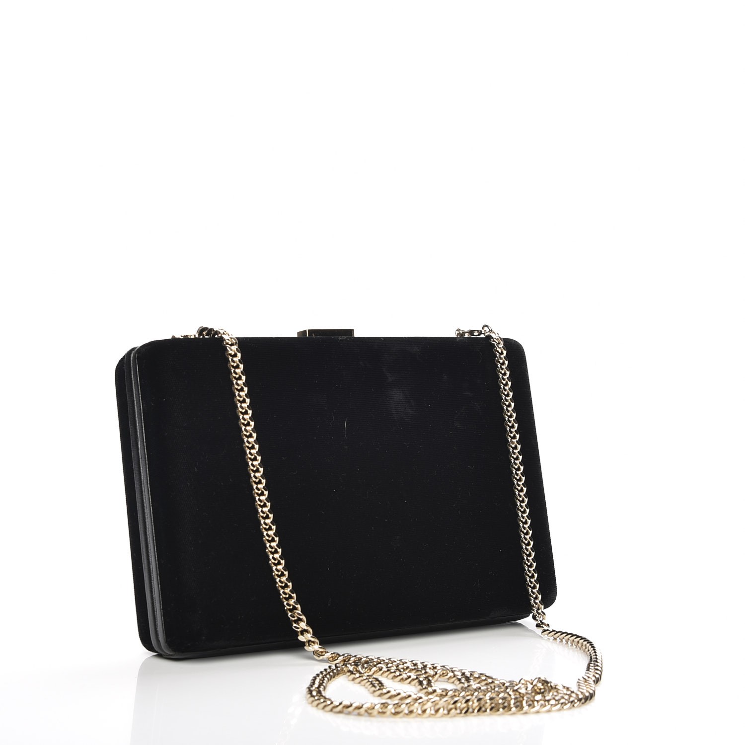 STELLA McCARTNEY Velvet Pearl Knuckle Clutch Black 293126 | FASHIONPHILE