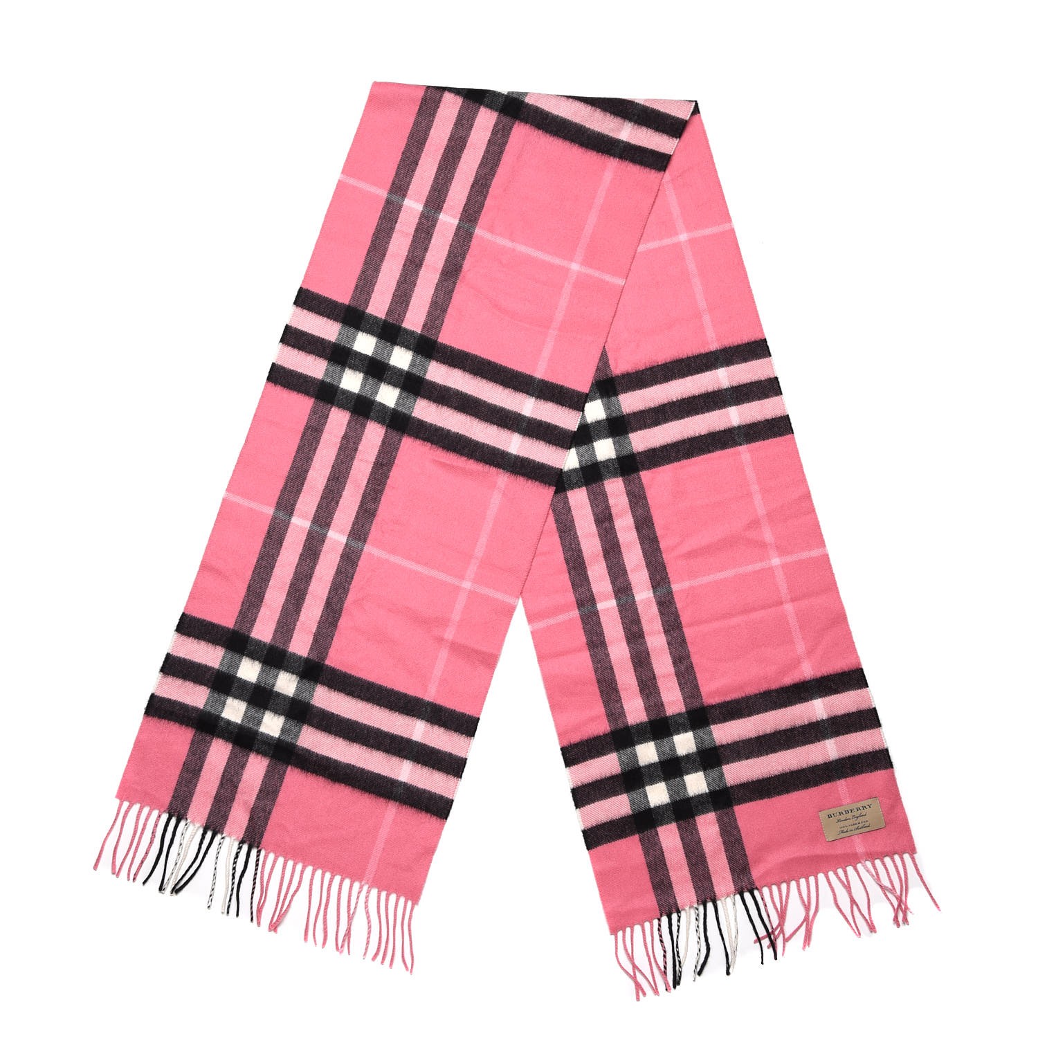 Burberry Cashmere Giant Check Fringe Scarf Rose Pink 266098