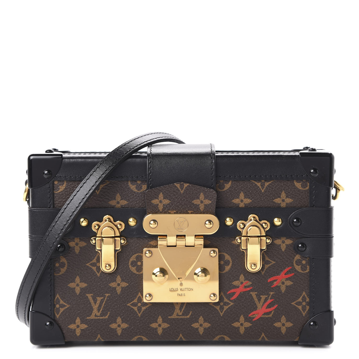 Louis Vuitton Petite Malle Bag in Monogram with Golden Brass Hardware