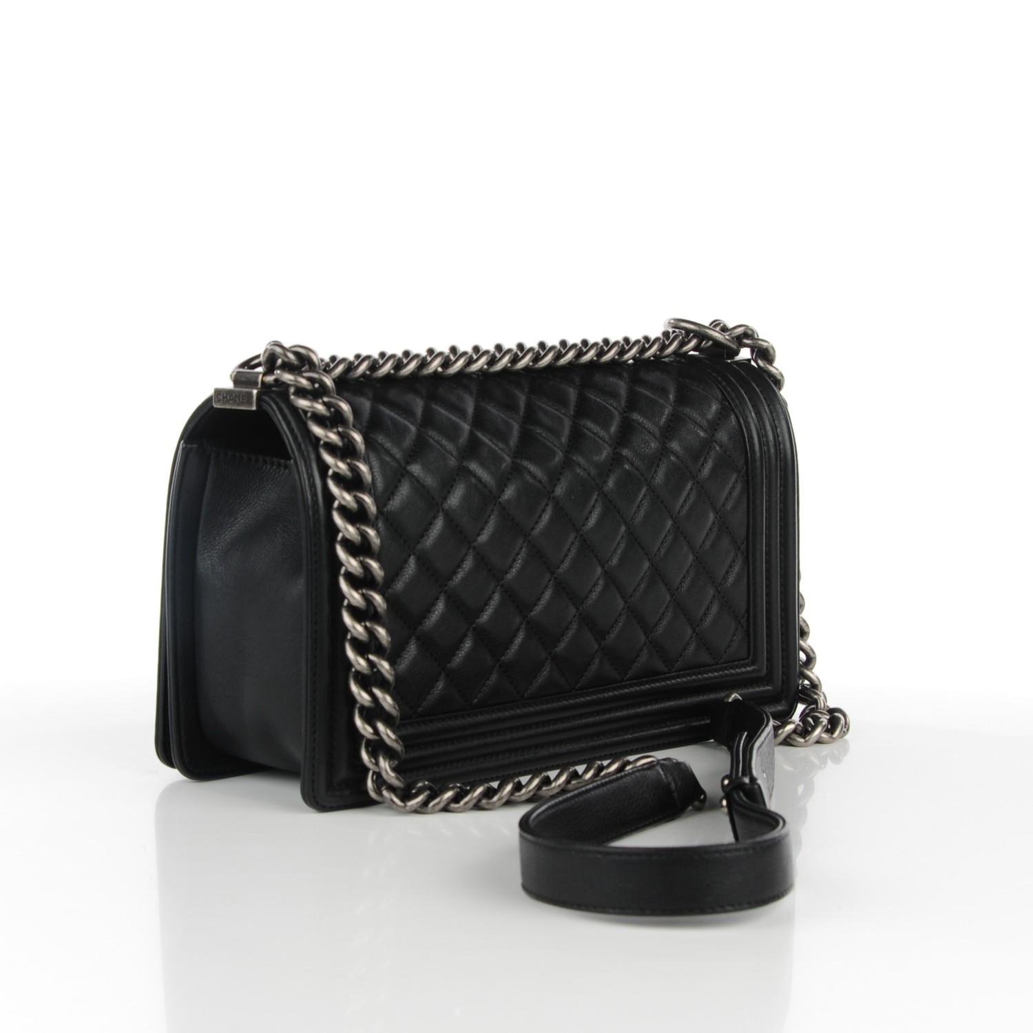 CHANEL Calfskin Quilted Medium Boy Flap Black 128410