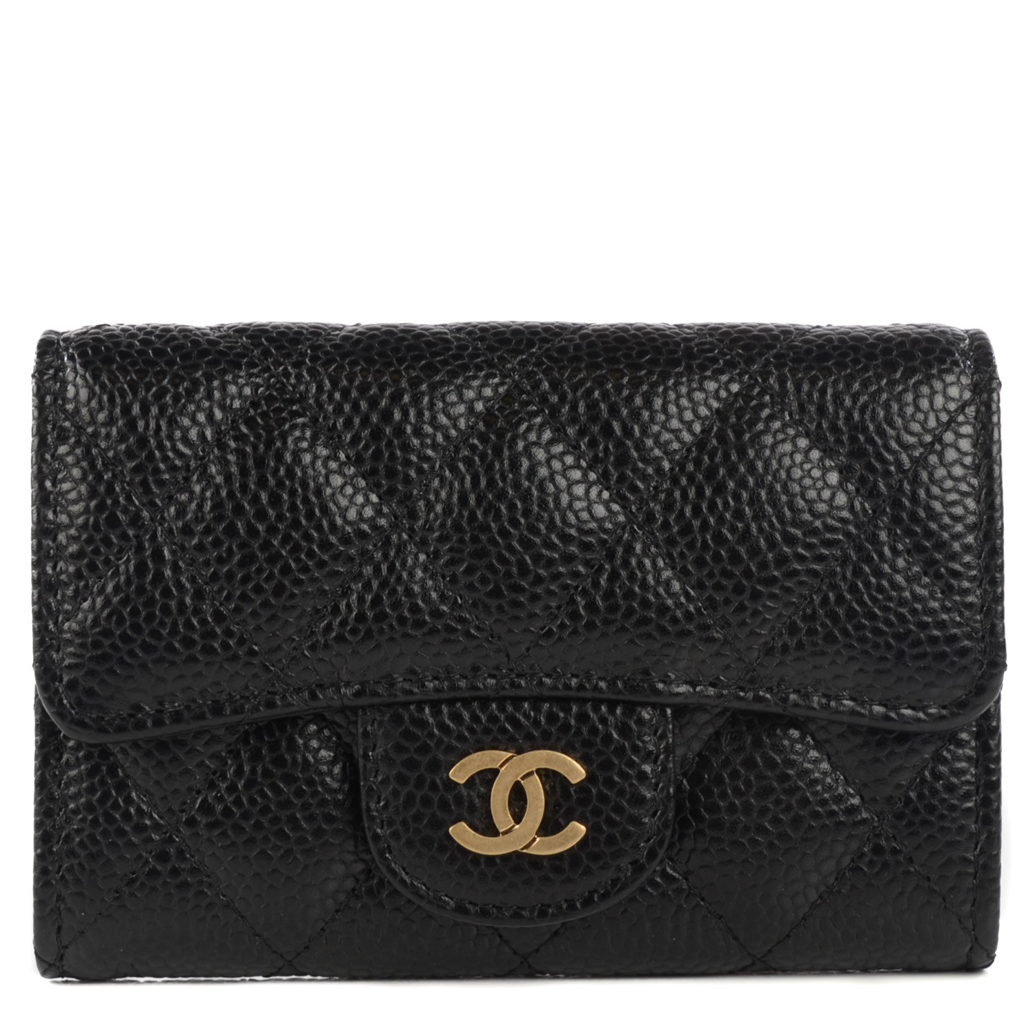 CHANEL Caviar Quilted Coin Purse Black 