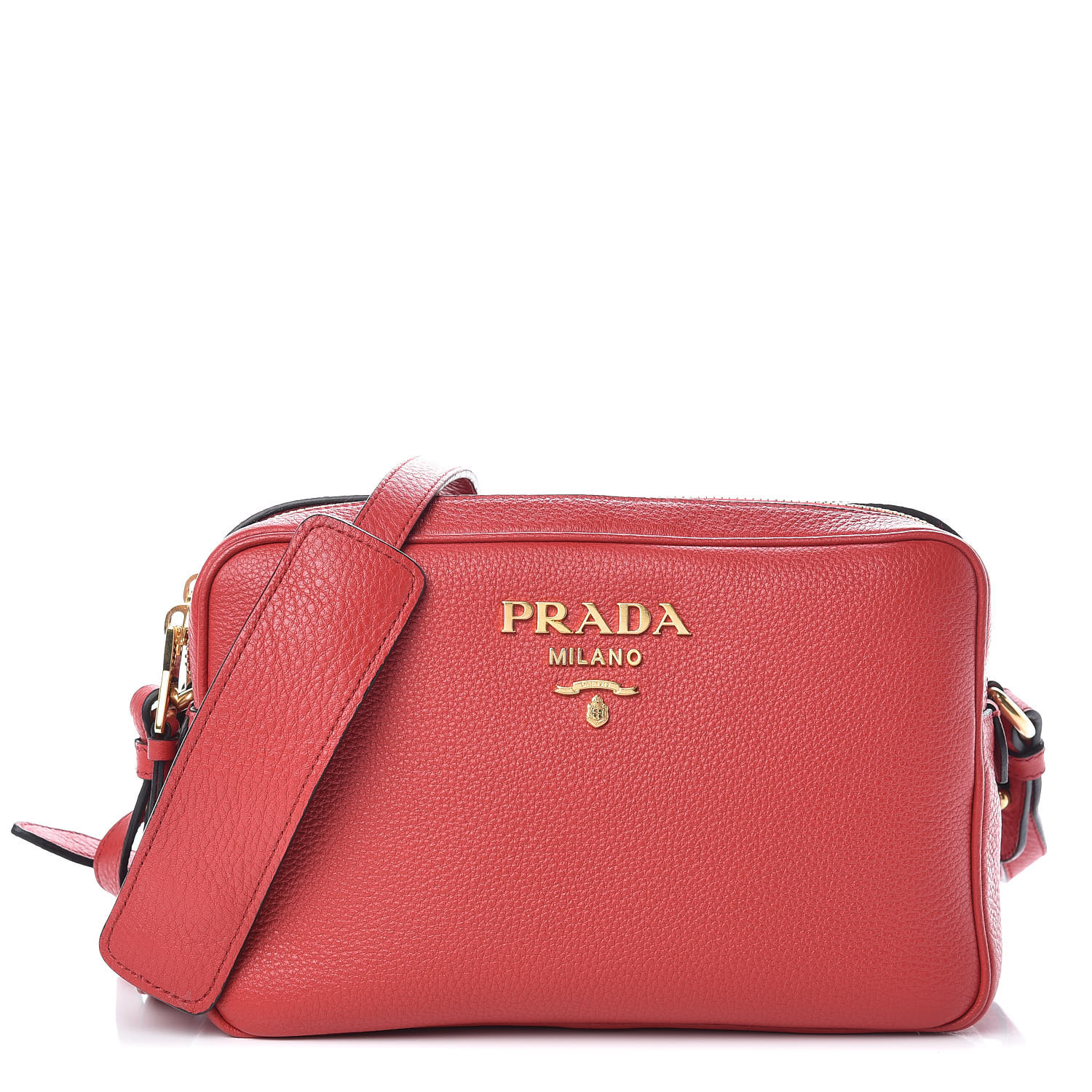 prada vitello daino double compartment leather shoulder bag