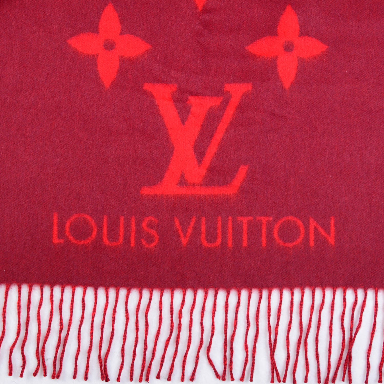 LOUIS VUITTON Cashmere Monogram Reykjavik Scarf Cherry 150116 ...