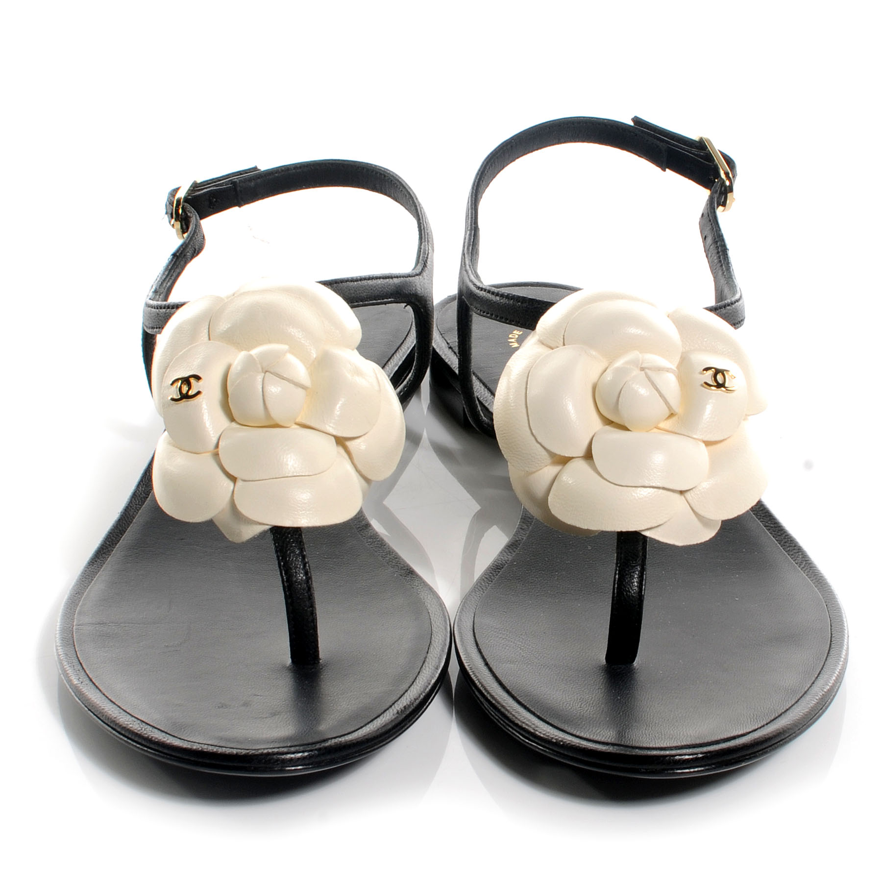 chanel flower flip flops