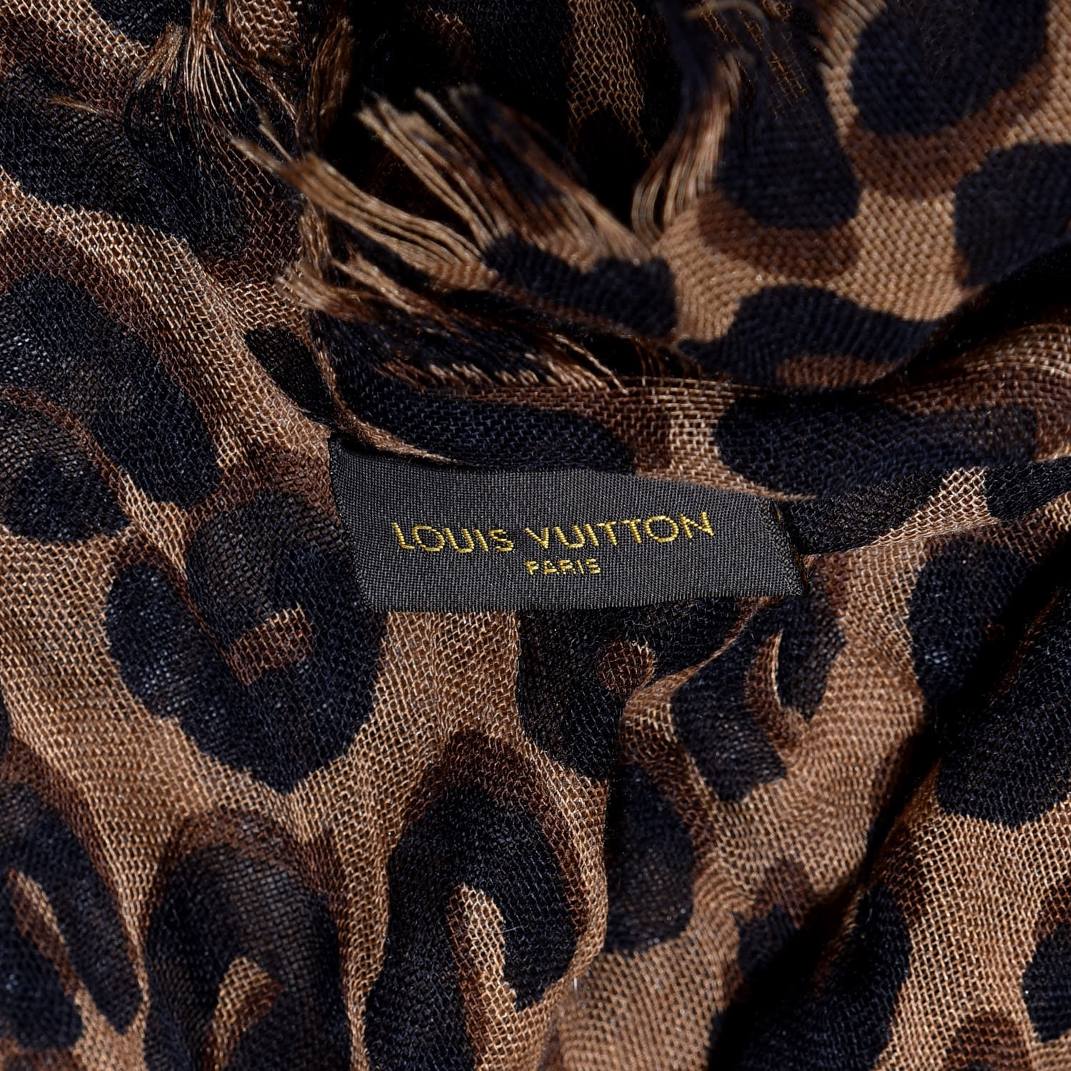 LOUIS VUITTON Cashmere Silk Leopard Etole Stole Marron 309684 ...