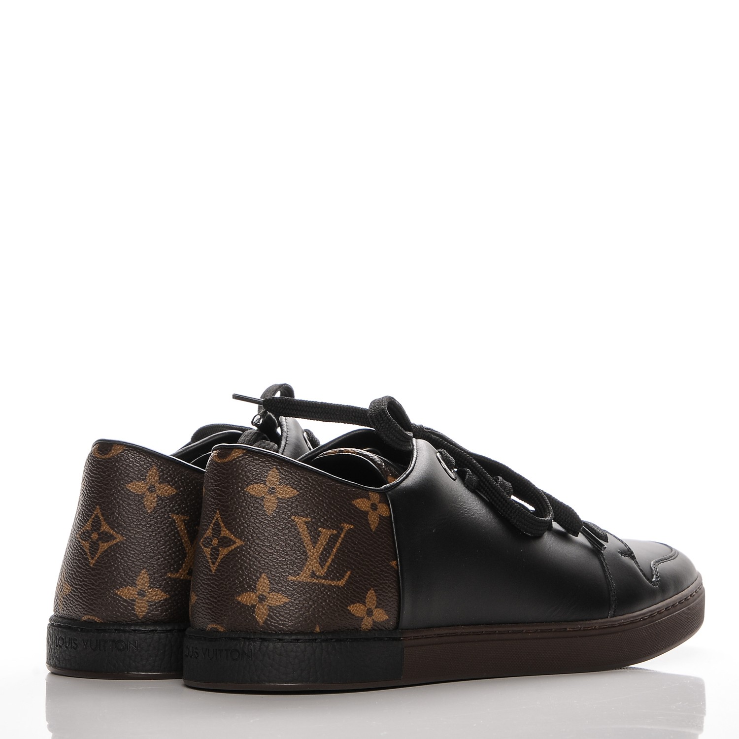 LOUIS VUITTON Mens Monogram Calfskin Line Up Sneaker 5 Black 202481
