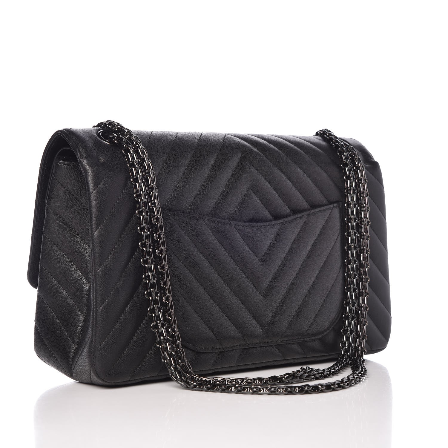 CHANEL Sheepskin Chevron Quilted 2.55 Reissue 226 Flap So Black 335371