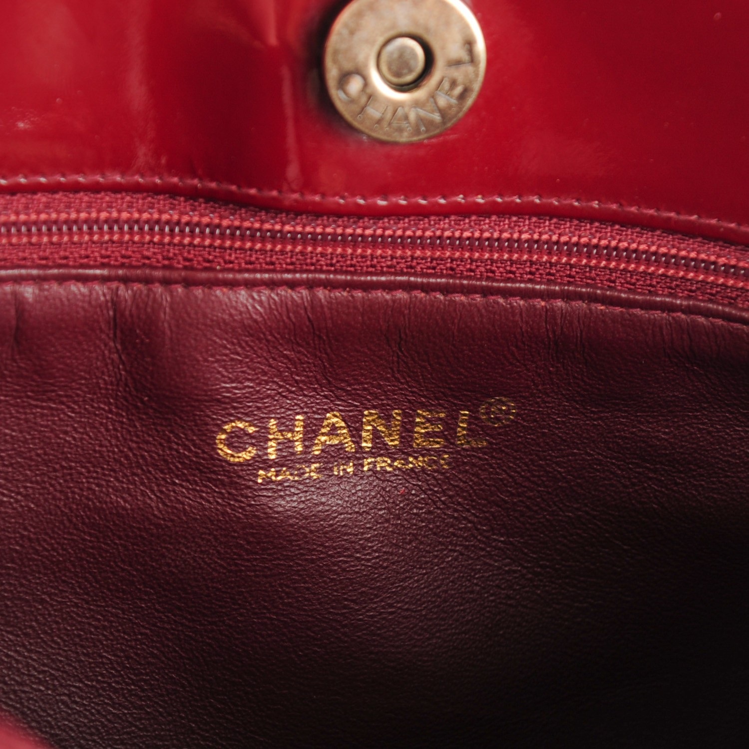 CHANEL Patent Bijoux Chain Shoulder Bag Burgundy 127418