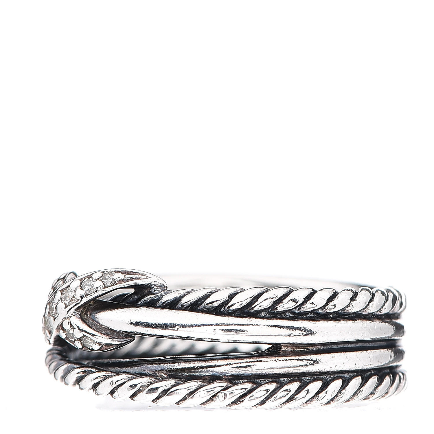 DAVID YURMAN Sterling Silver Diamond X Crossover Ring 51 5 75 564173   8f2416ddb8dcb7b2b448f57ea1034e98 