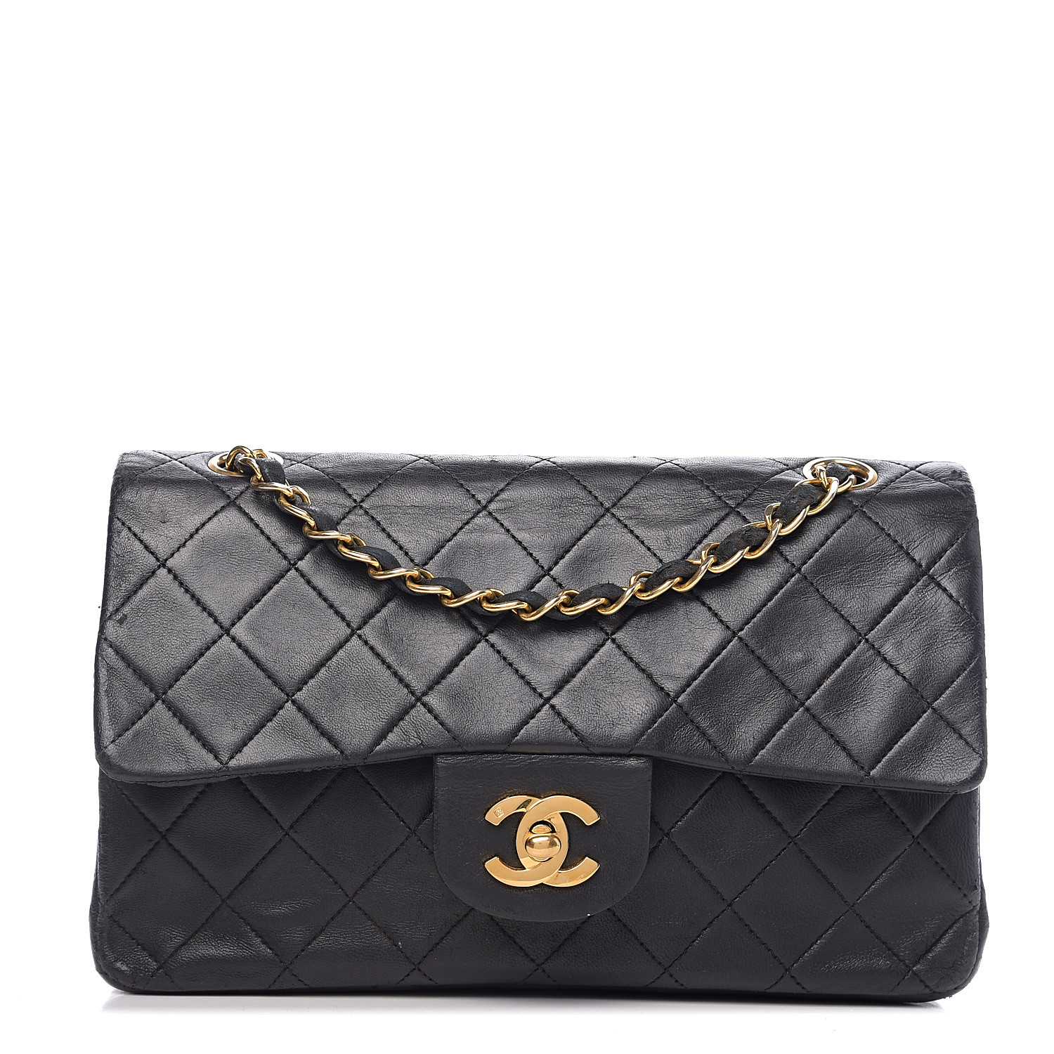 chanel lambskin quilted small double flap black