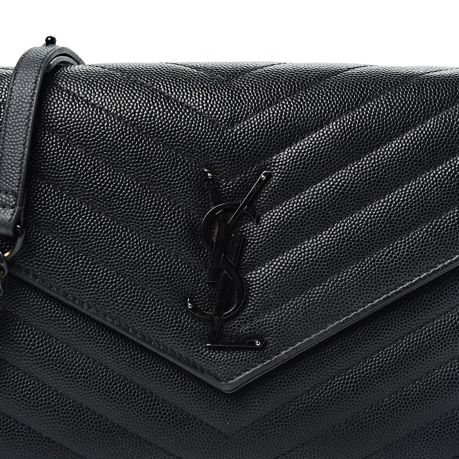 grain de poudre matelasse chevron monogram chain wallet black