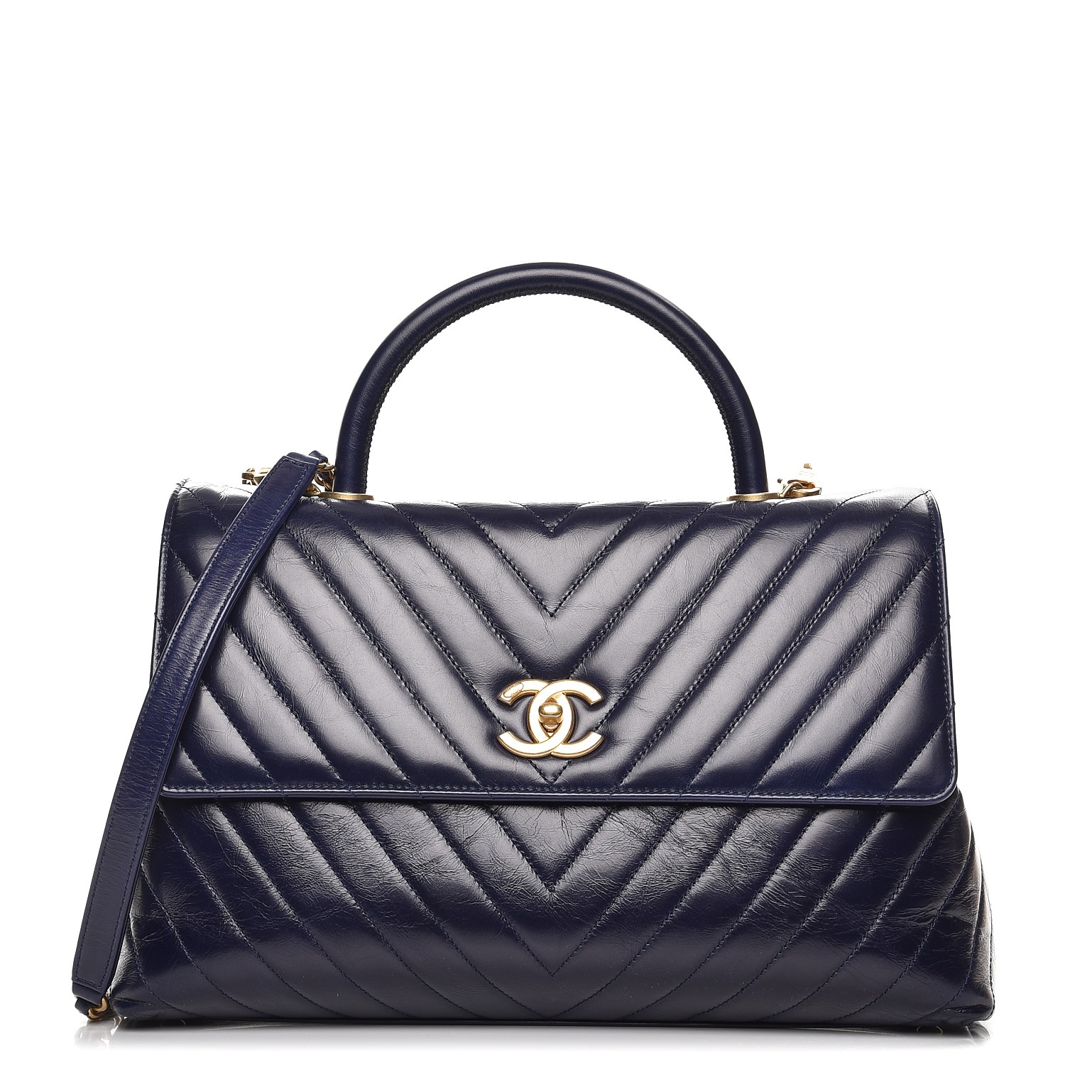 chanel flap bag with top handle blue