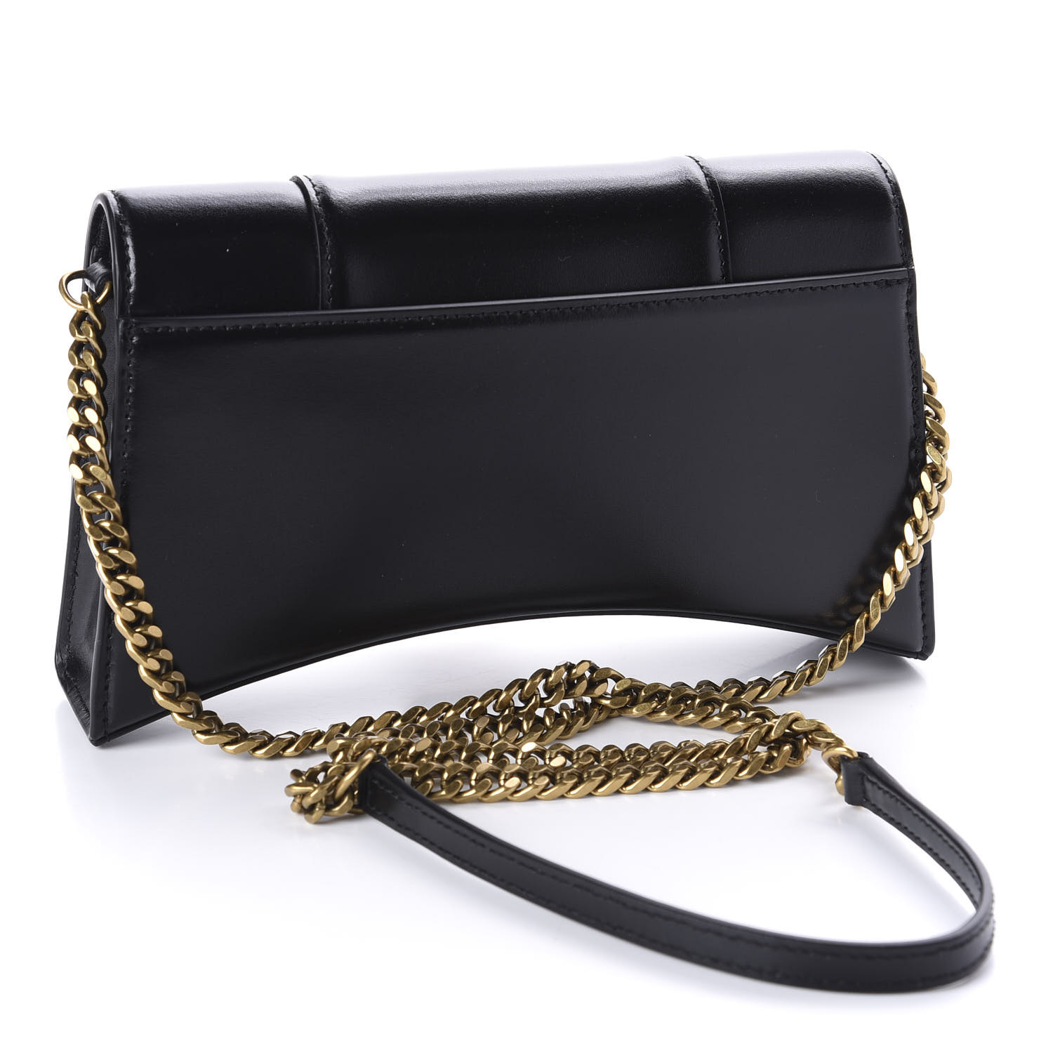 BALENCIAGA Shiny Box Calfskin Hourglass Chain Bag Black 605164 ...