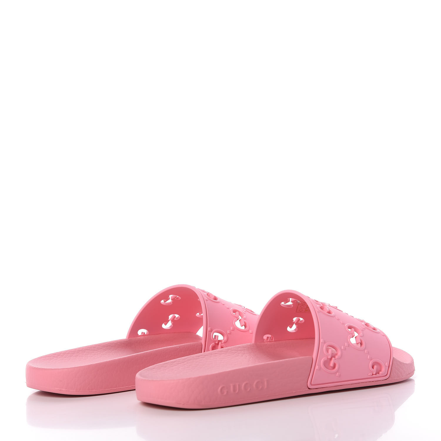 GUCCI Rubber Womens GG Slide Sandals 38 Rose 605194 | FASHIONPHILE