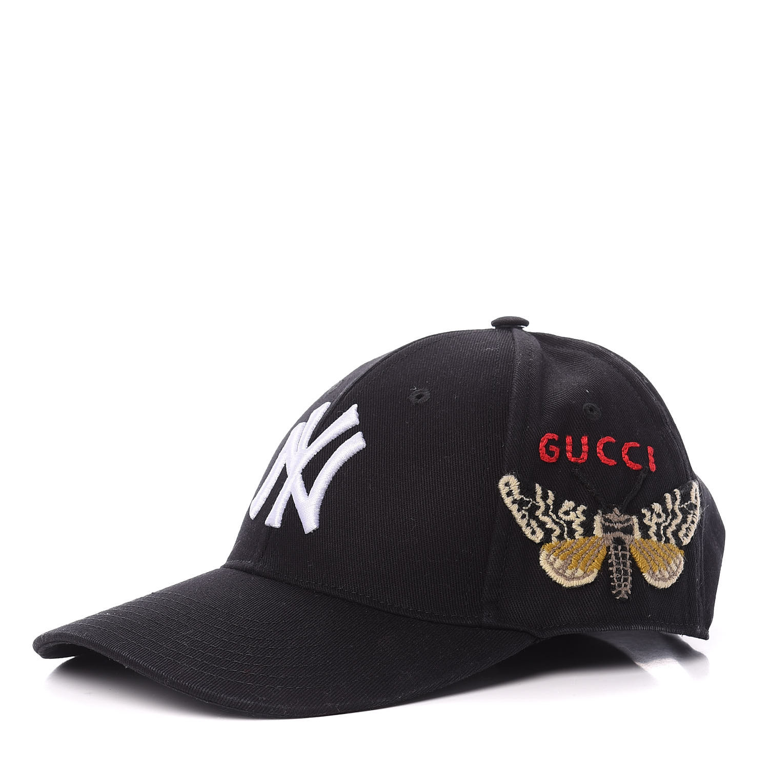 GUCCI Cotton NY Yankee Baseball Hat 57-61 Black 605931 | FASHIONPHILE