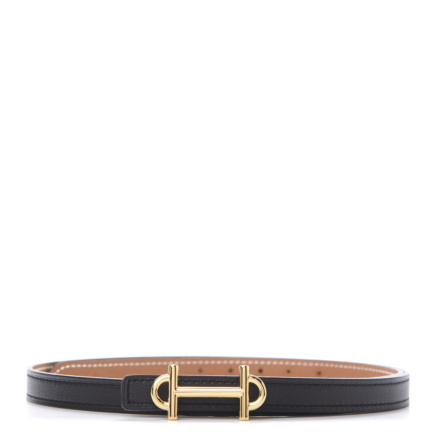 HERMES Swift Epsom 13mm Gamma Belt 75 Black Gold 603952