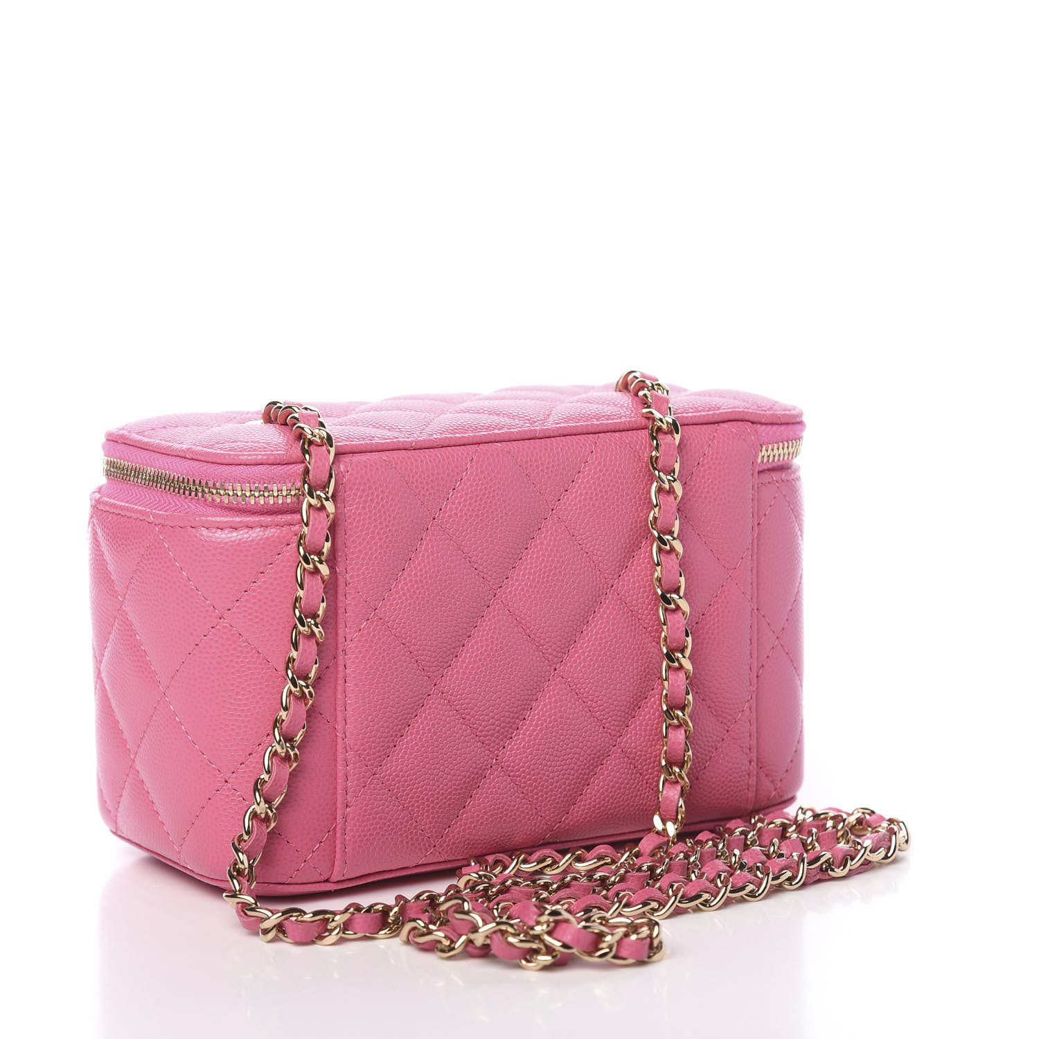 CHANEL Caviar Quilted Small Vanity Case With Chain Pink 606456