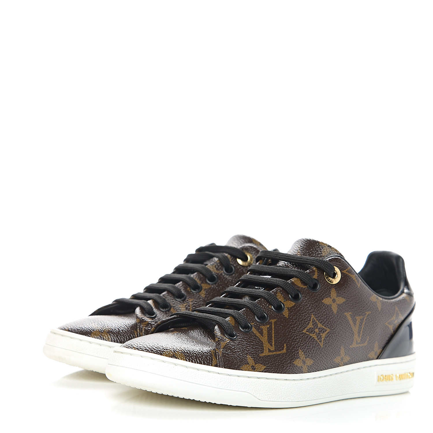 LOUIS VUITTON Patent Monogram Womens Frontrow Sneakers 37.5 567805