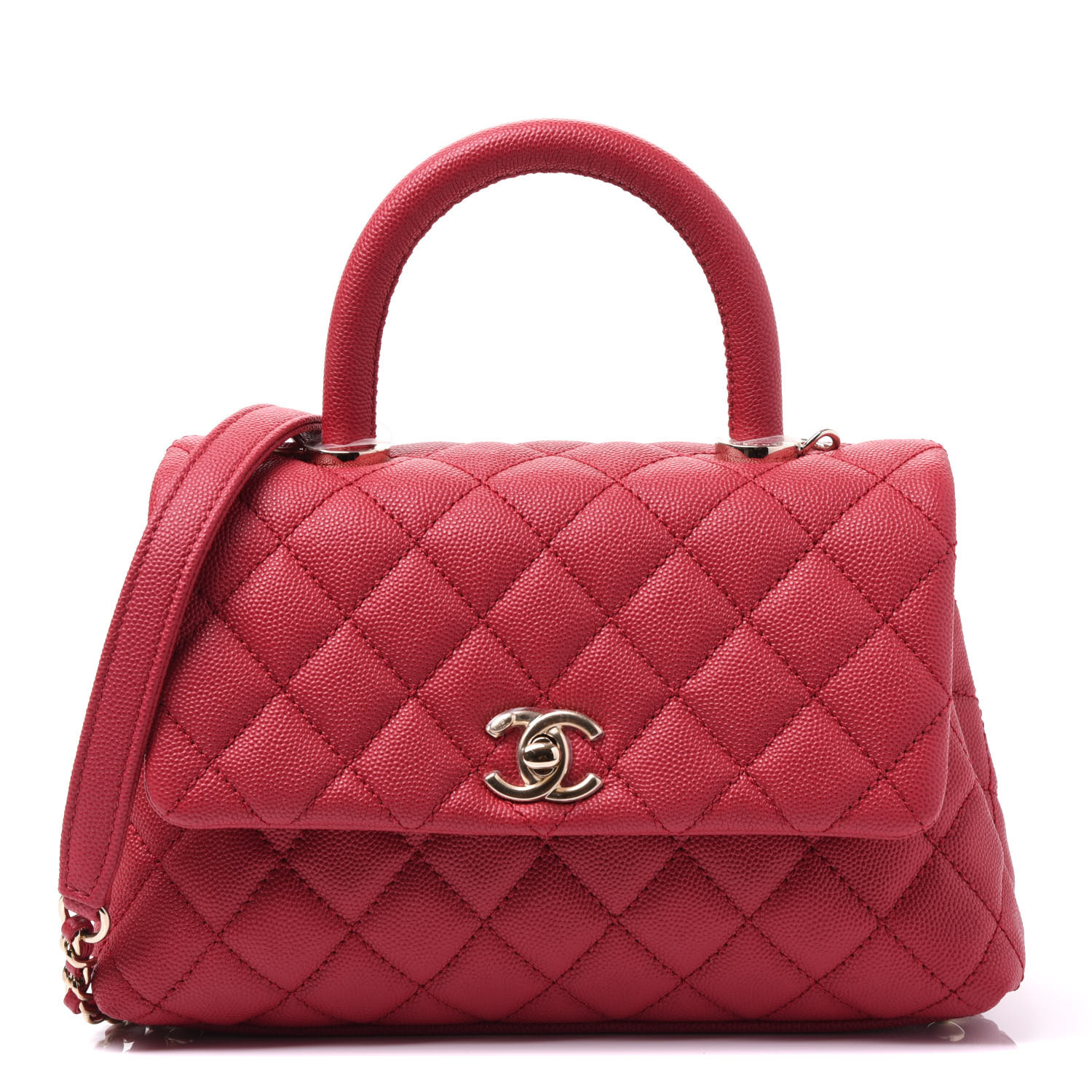 Chanel Caviar Quilted Mini Coco Handle Flap Fuchsia 5607 Fashionphile