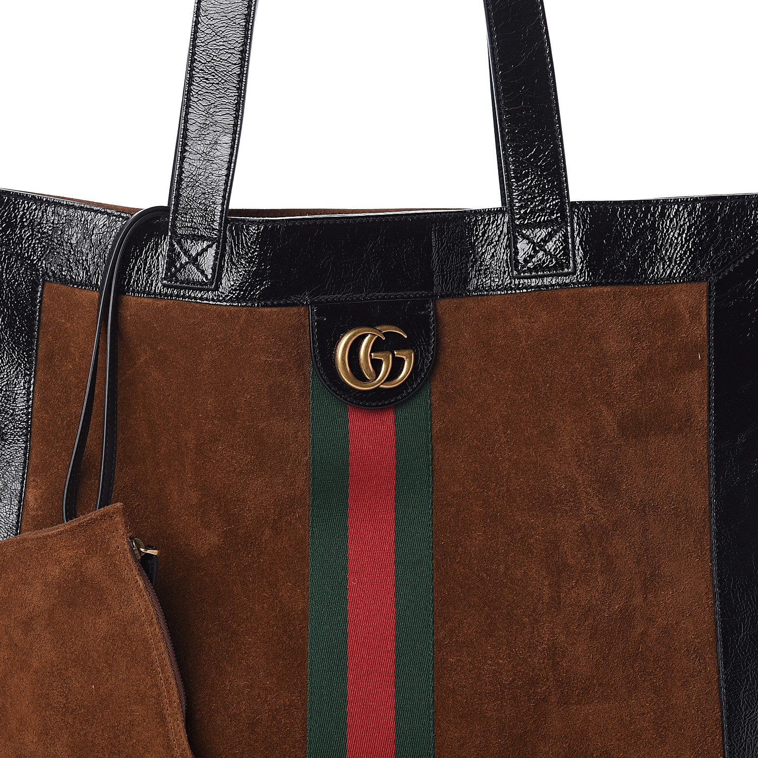 GUCCI Suede Web Large Ophidia Tote Chestnut 567319