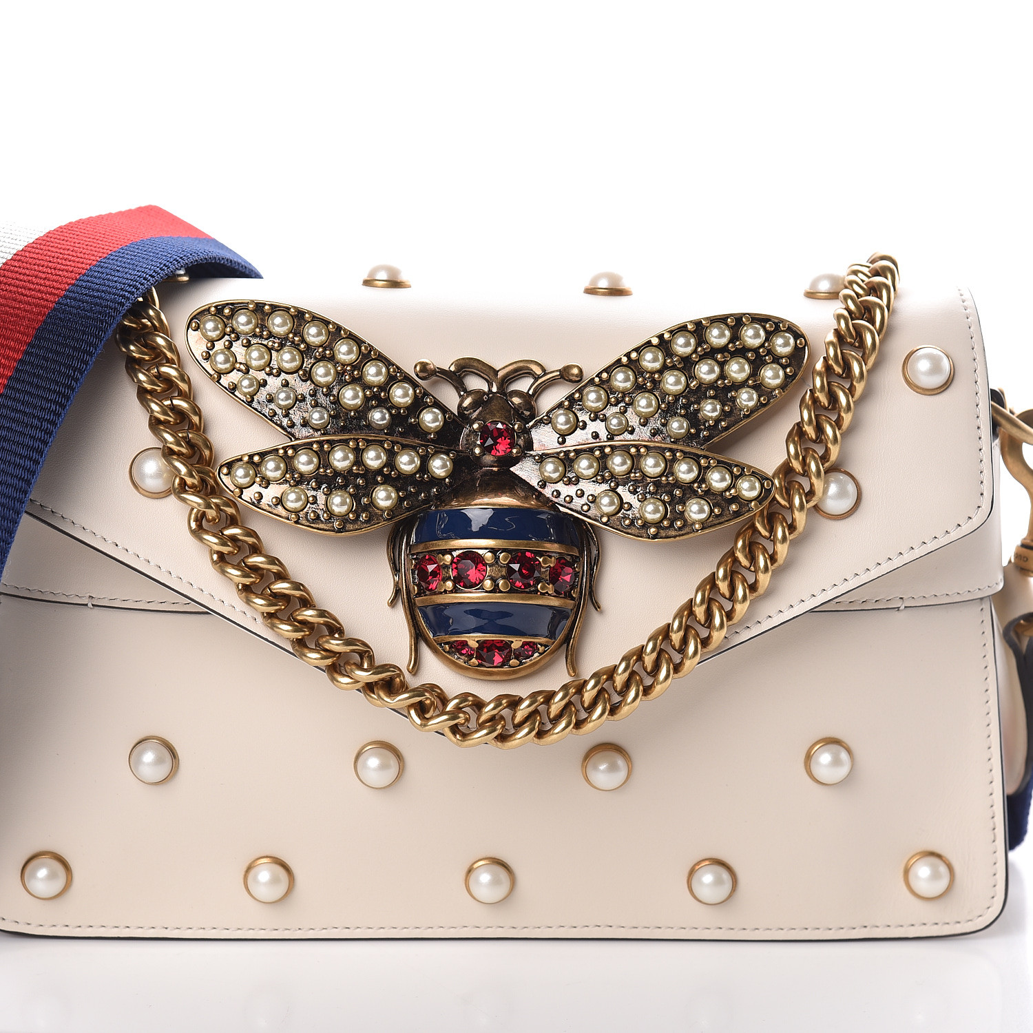 gucci broadway pearly bee shoulder bag