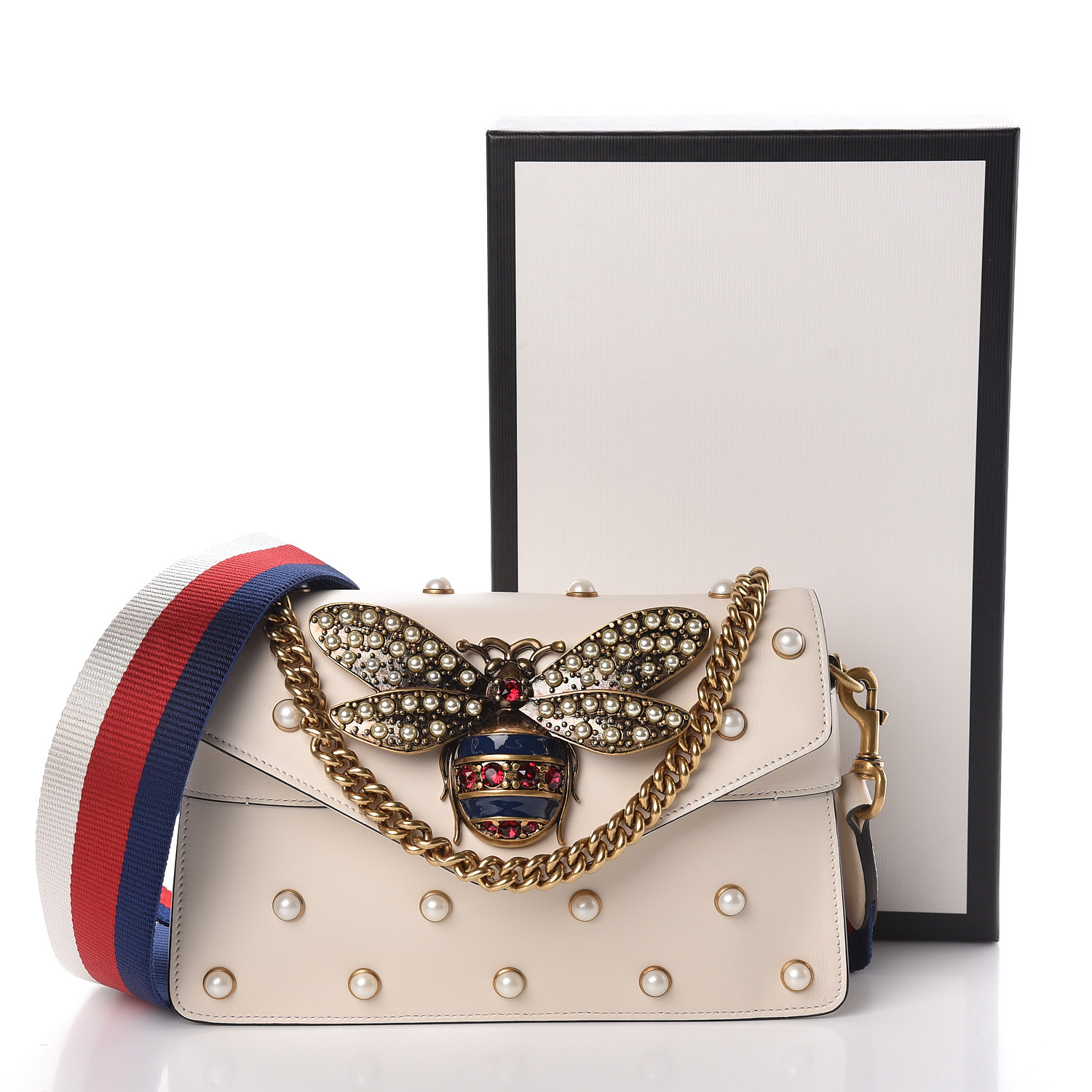 gucci broadway pearly bee shoulder bag