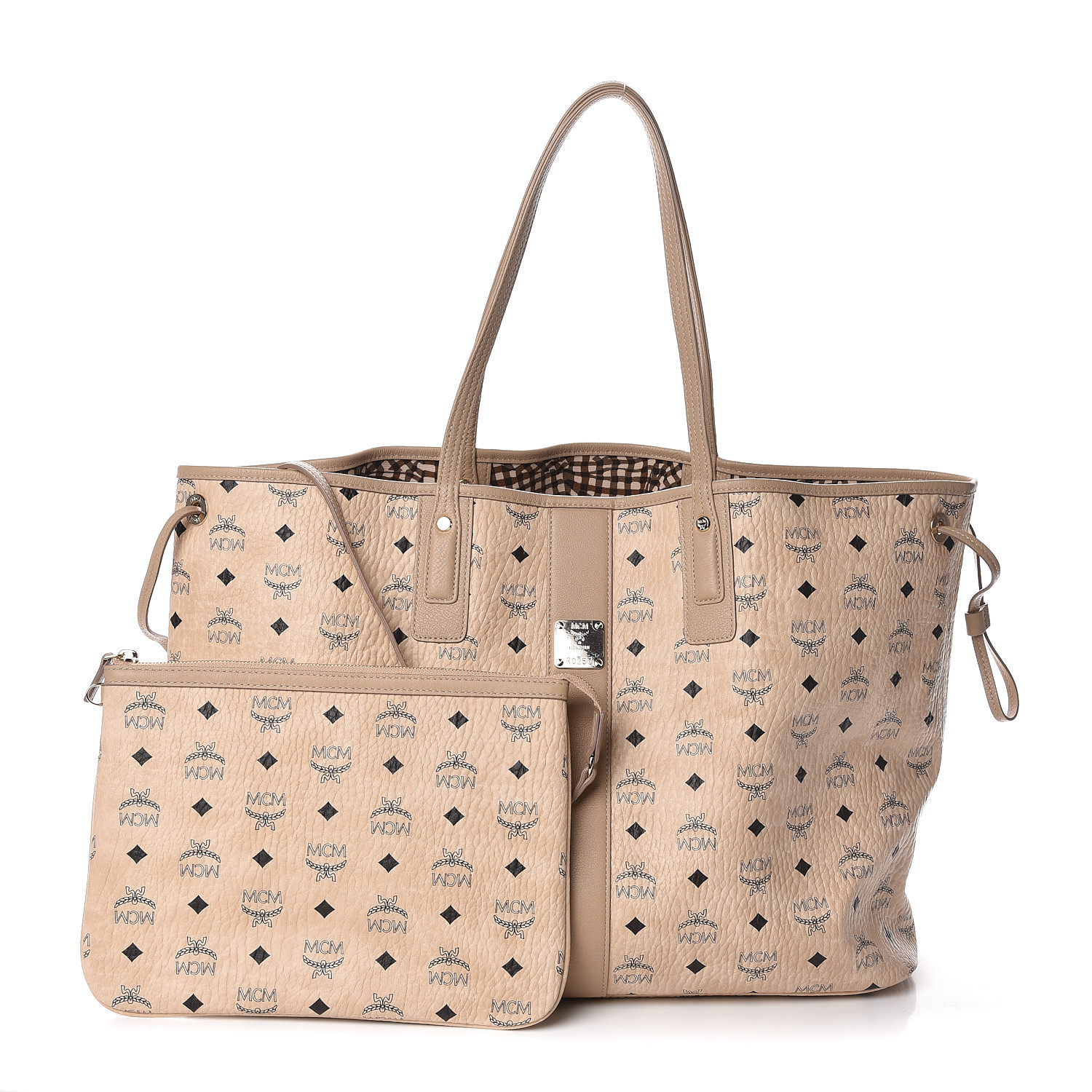 mcm large visetos coated canvas tote