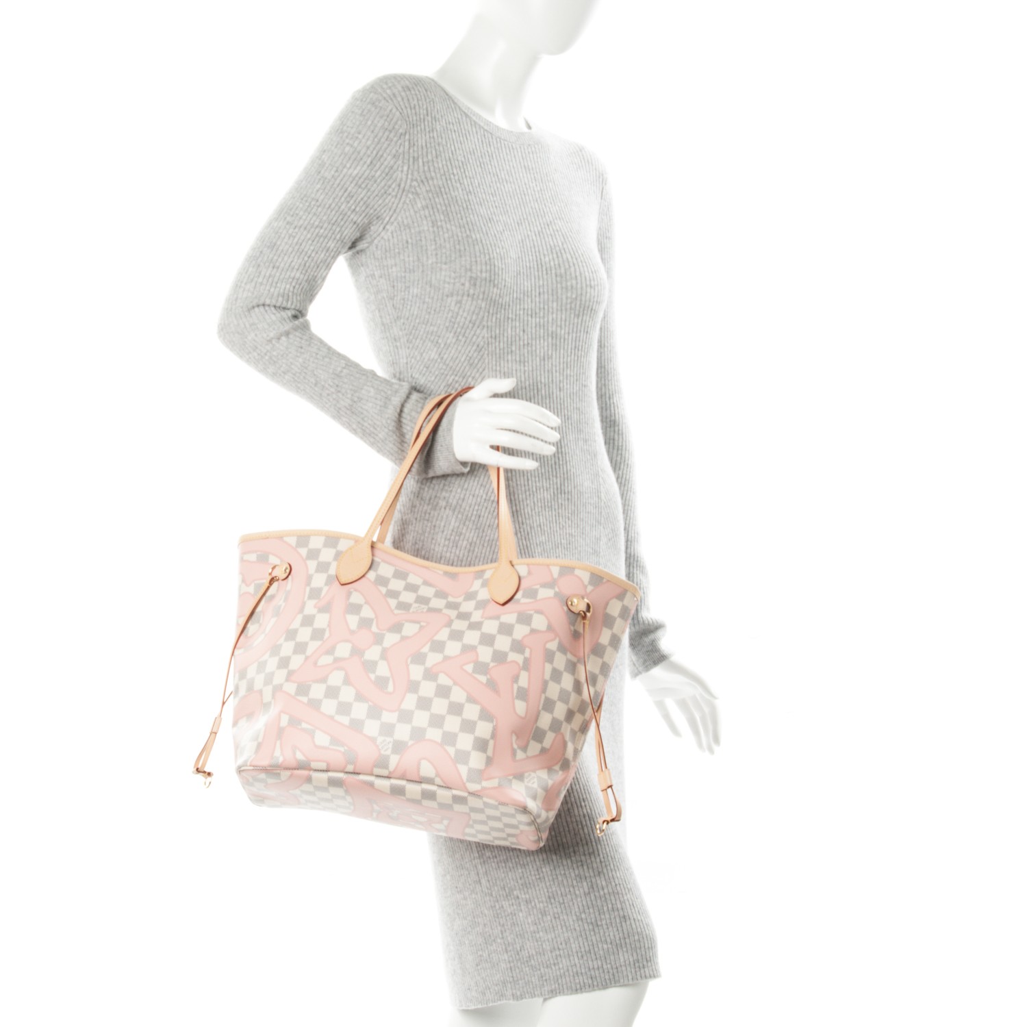 LOUIS VUITTON Damier Azur Tahitienne Neverfull MM Tote Bag E4262