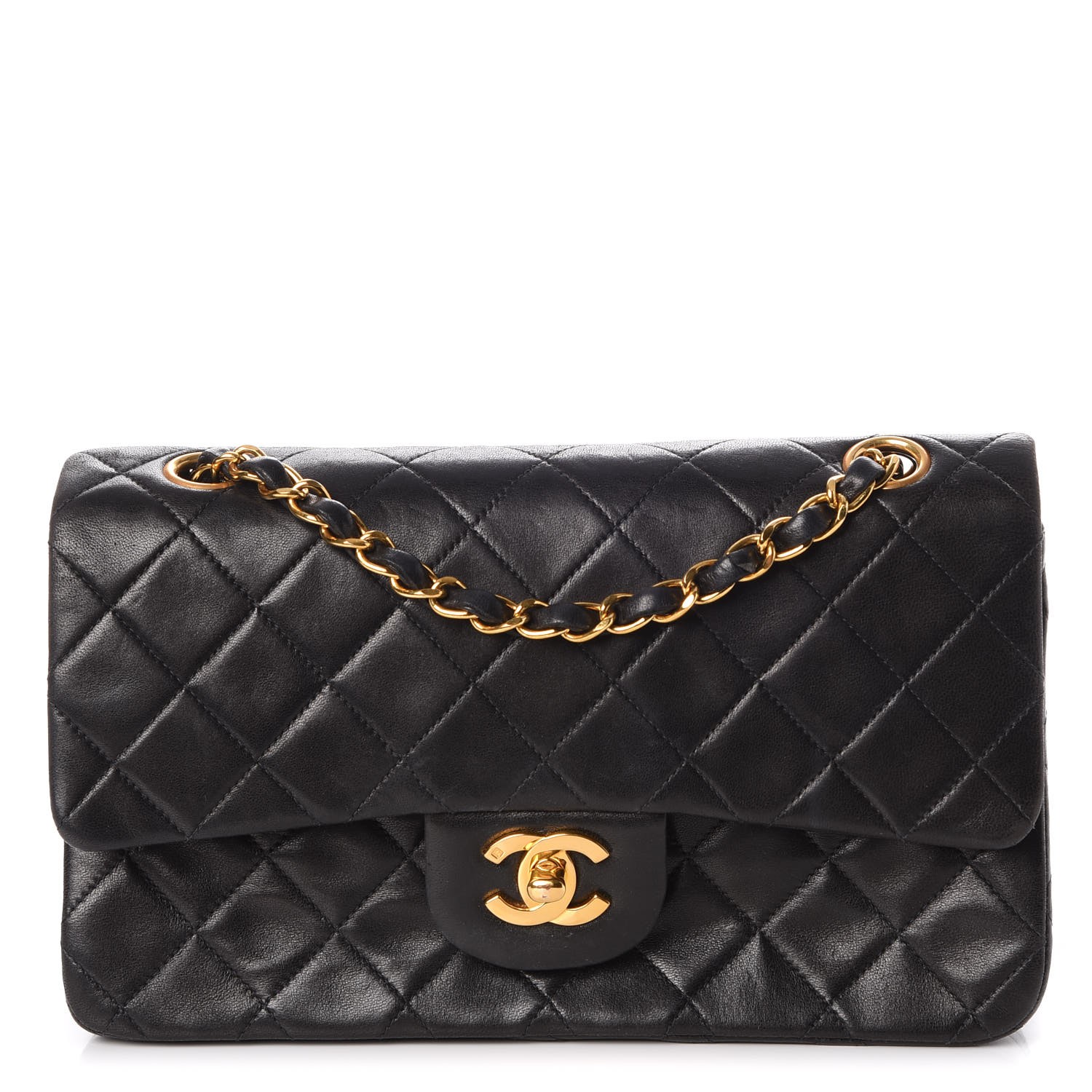 CHANEL Lambskin Quilted Small Double Flap Black 280019