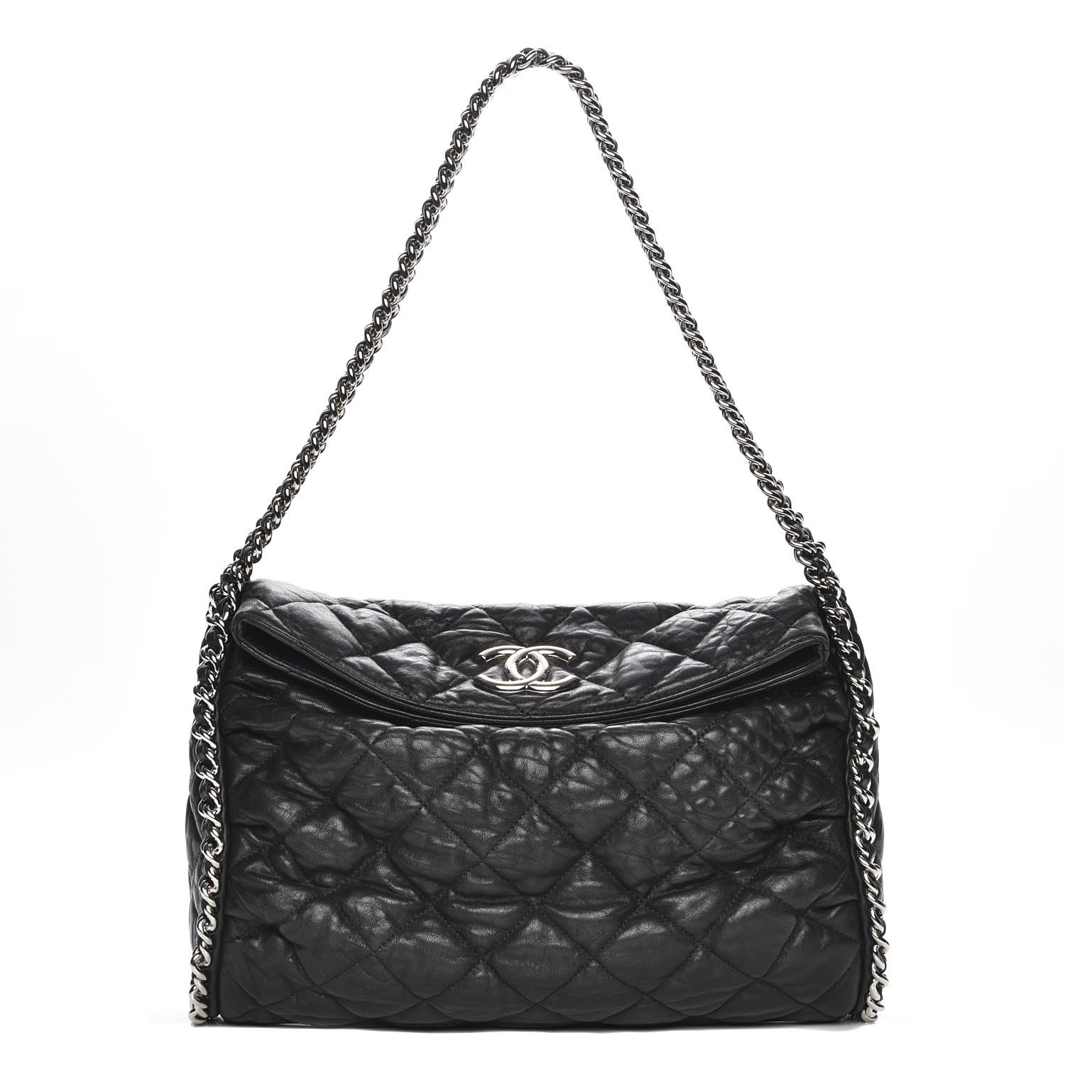 chanel black lambskin bag chunky chain price