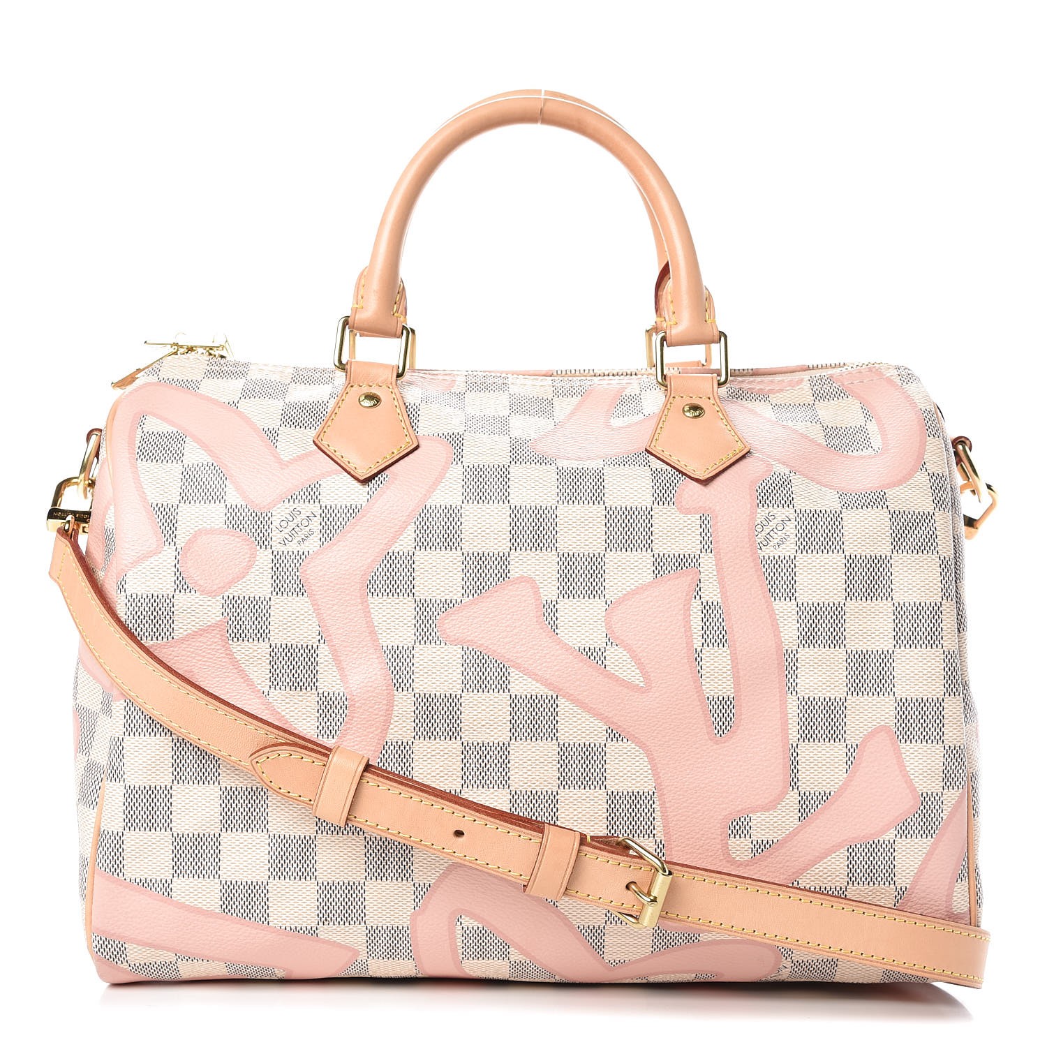 Authentic Louis Vuitton Damier Azur Tahitienne Speedy Bandouliere 30 Rose  Bag