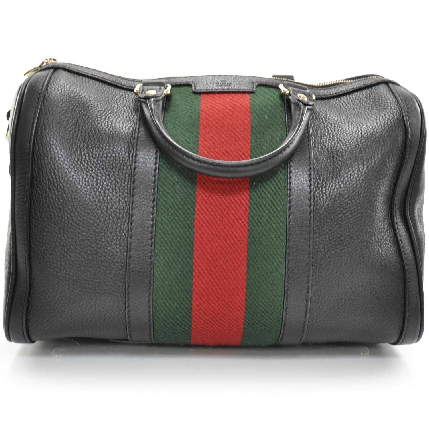 gucci black leather boston bag