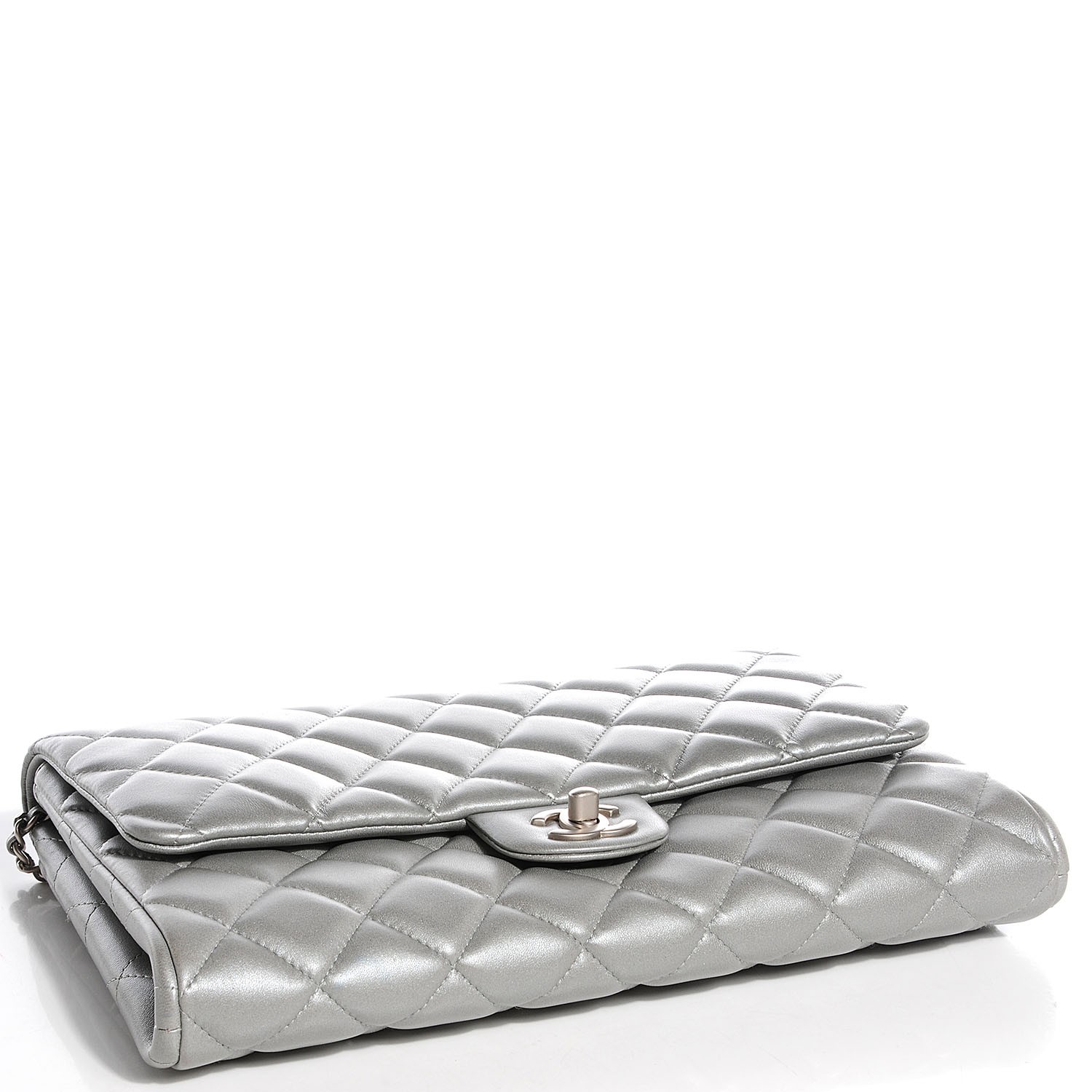 chanel silver clutch