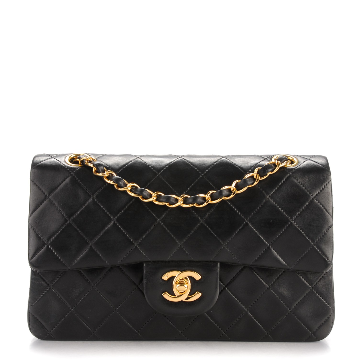 CHANEL Lambskin Quilted Small Double Flap Black 164060