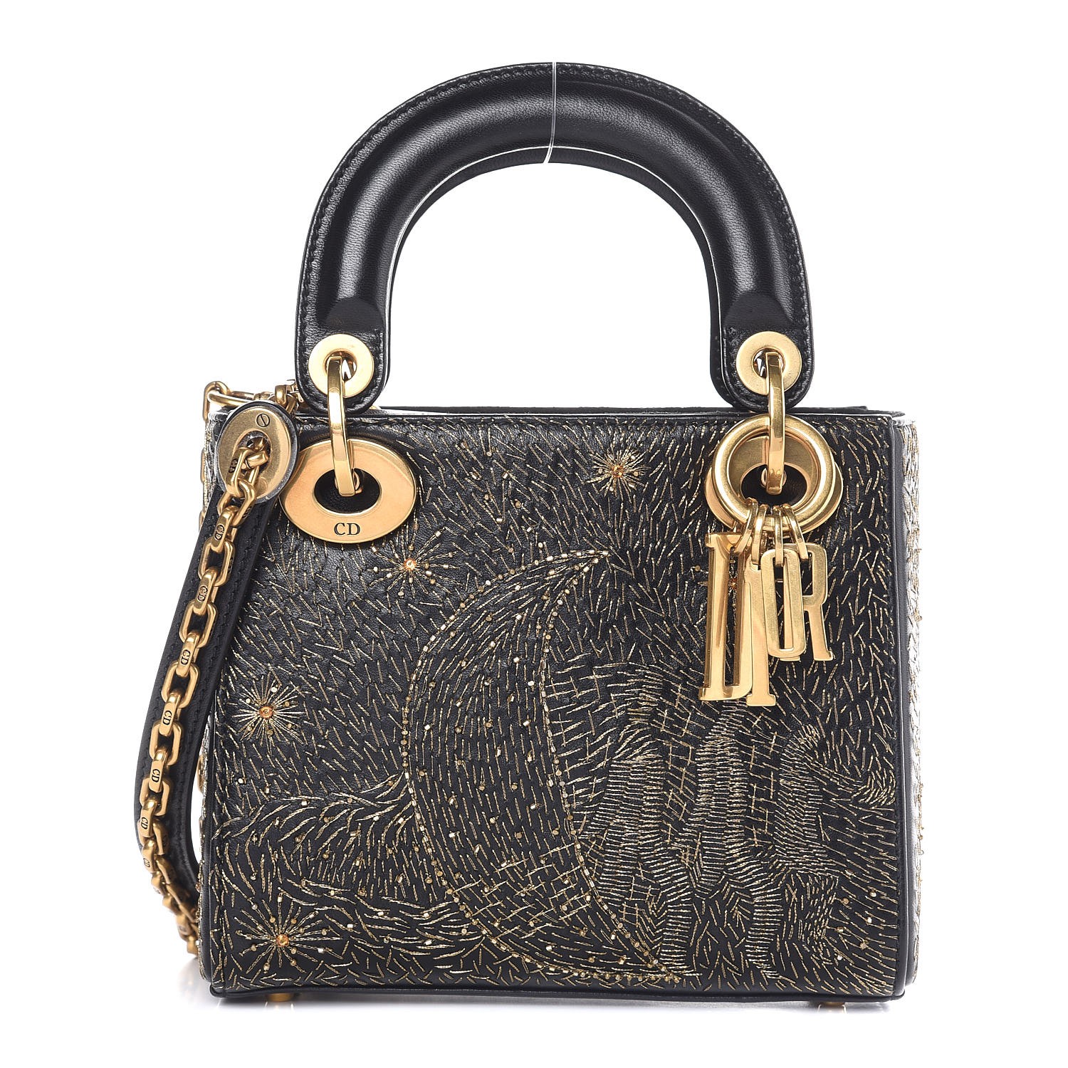 mini lady dior bag in embroidered calfskin