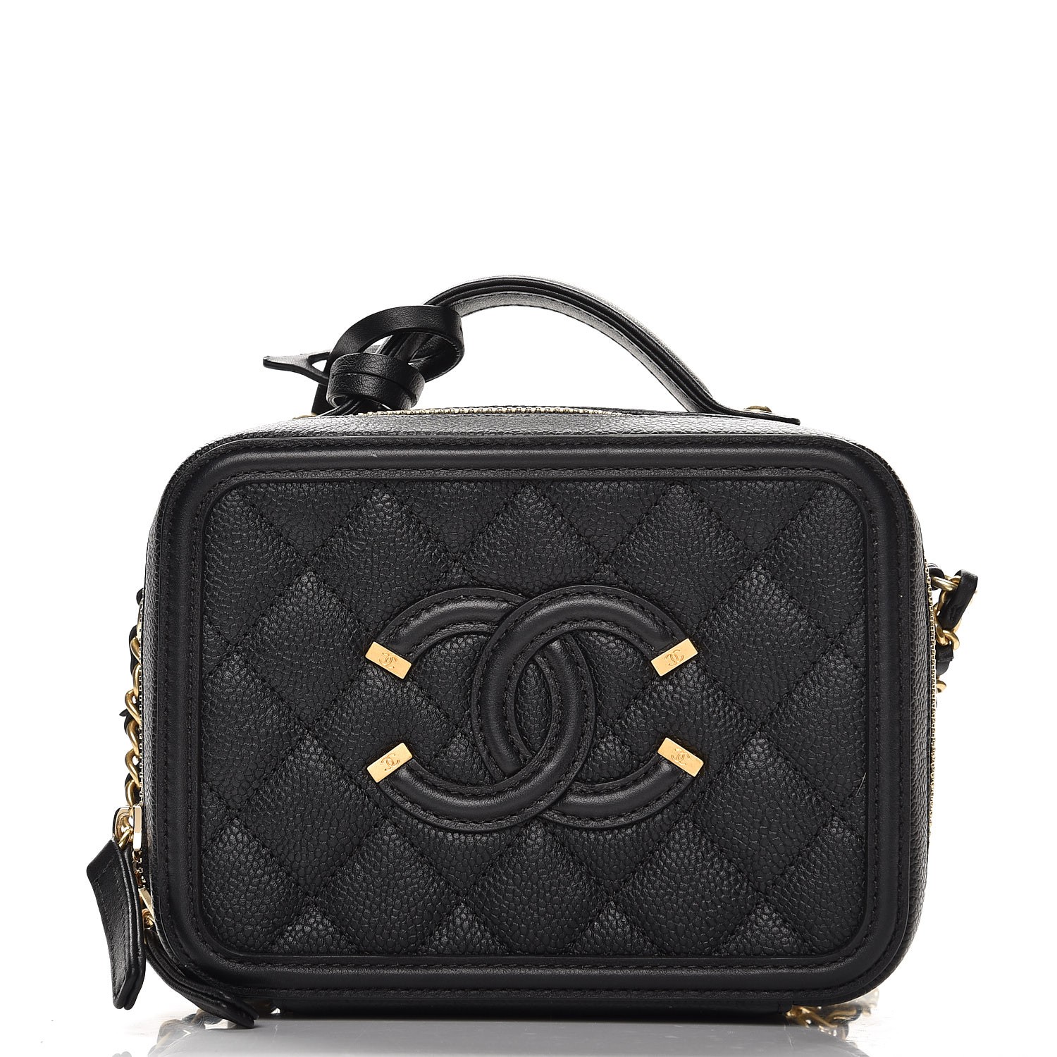 chanel caviar quilted small cc filigree vanity case