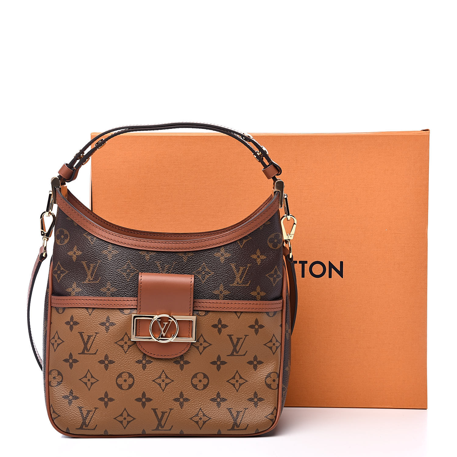 Louis Vuitton Monogram and Monogram Reverse Canvas Dauphine Hobo MM For  Sale at 1stDibs