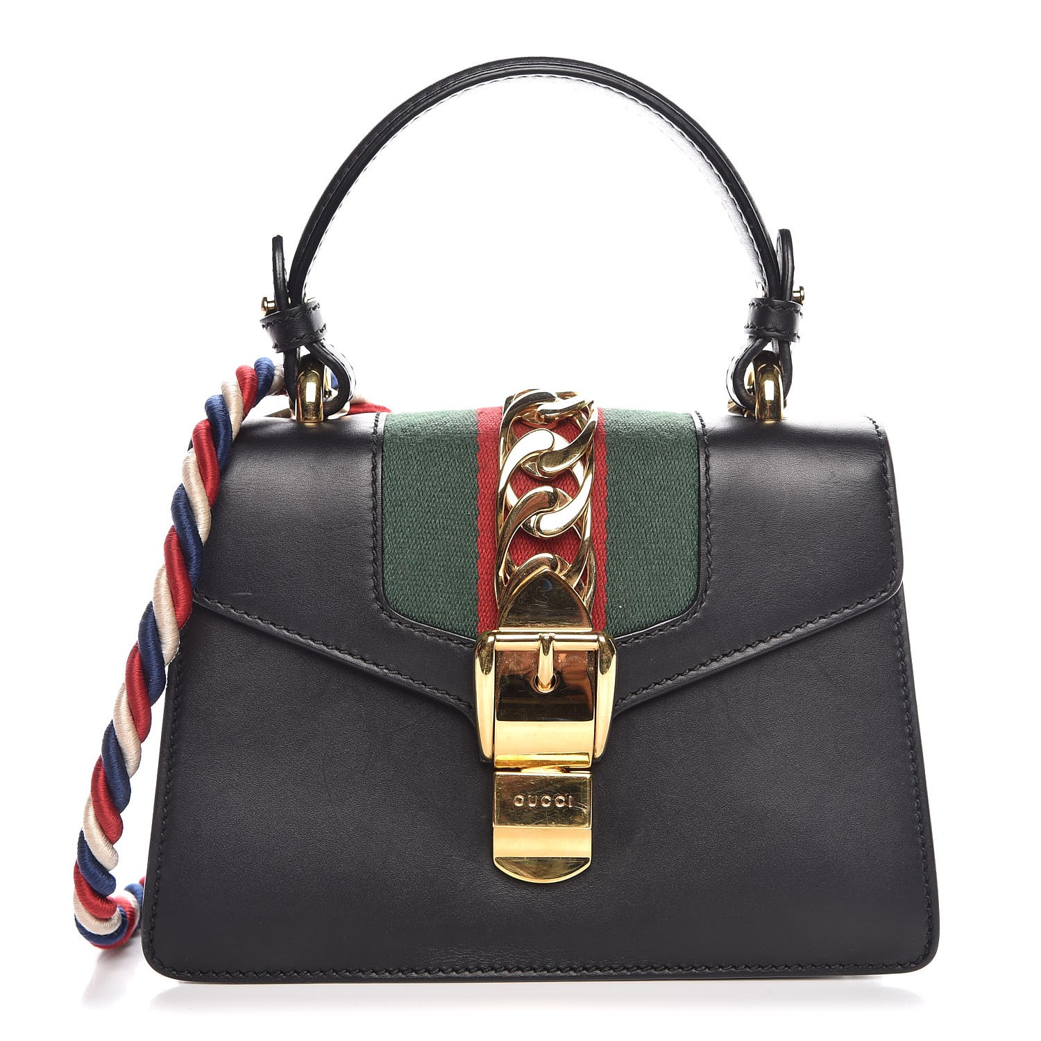 GUCCI Calfskin Mini Sylvie Bag Black 342250