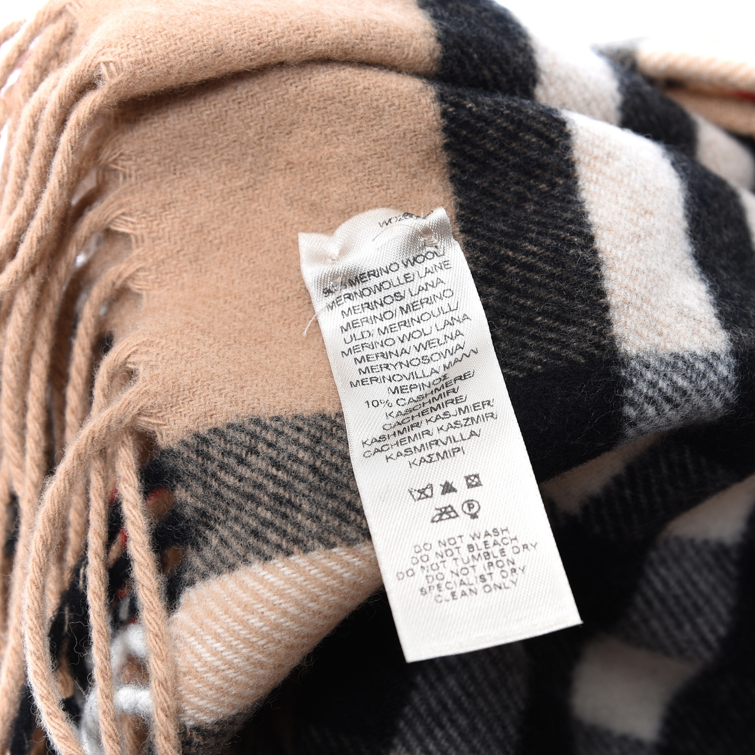 BURBERRY Cashmere Wool Classic Check Infinity Fringe Scarf ...