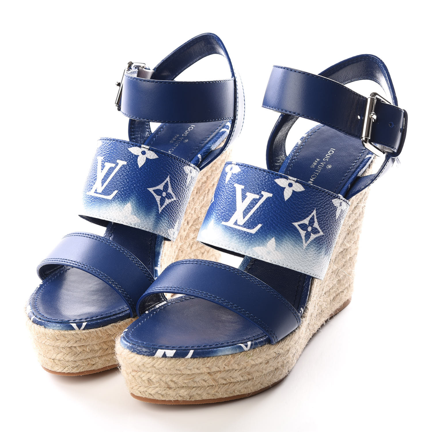 Louis Vuitton Women's Starboard Wedge Espadrilles Monogram Denim