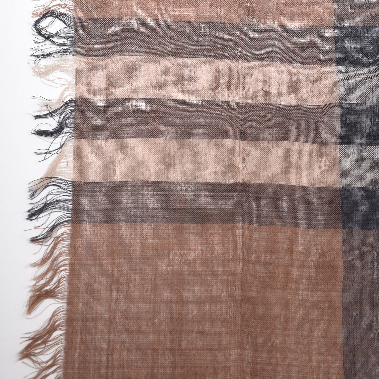 BURBERRY Wool Silk Gauze Ombre Giant Check Scarf Smoked Trench 560211