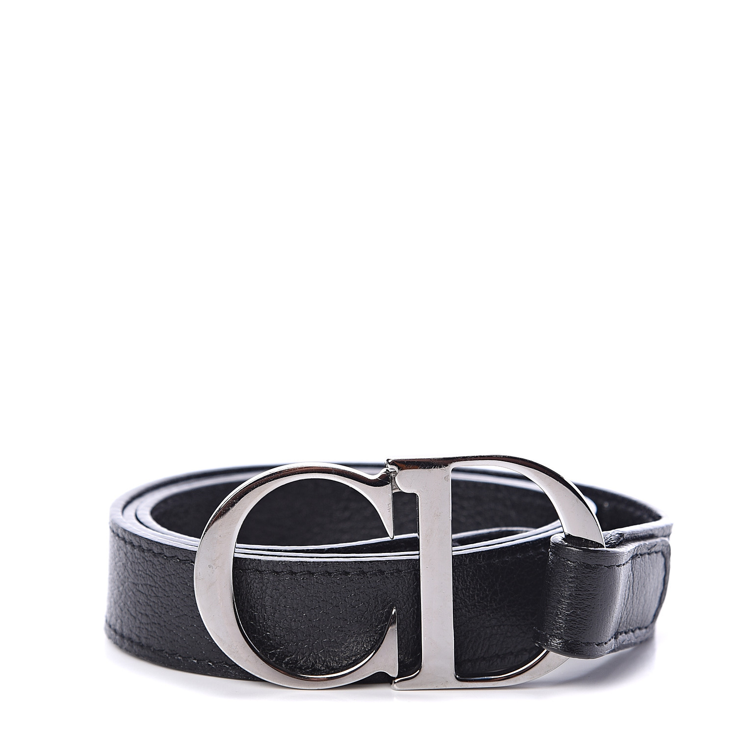 CHRISTIAN DIOR Calfskin CD Belt 85 Black 556027