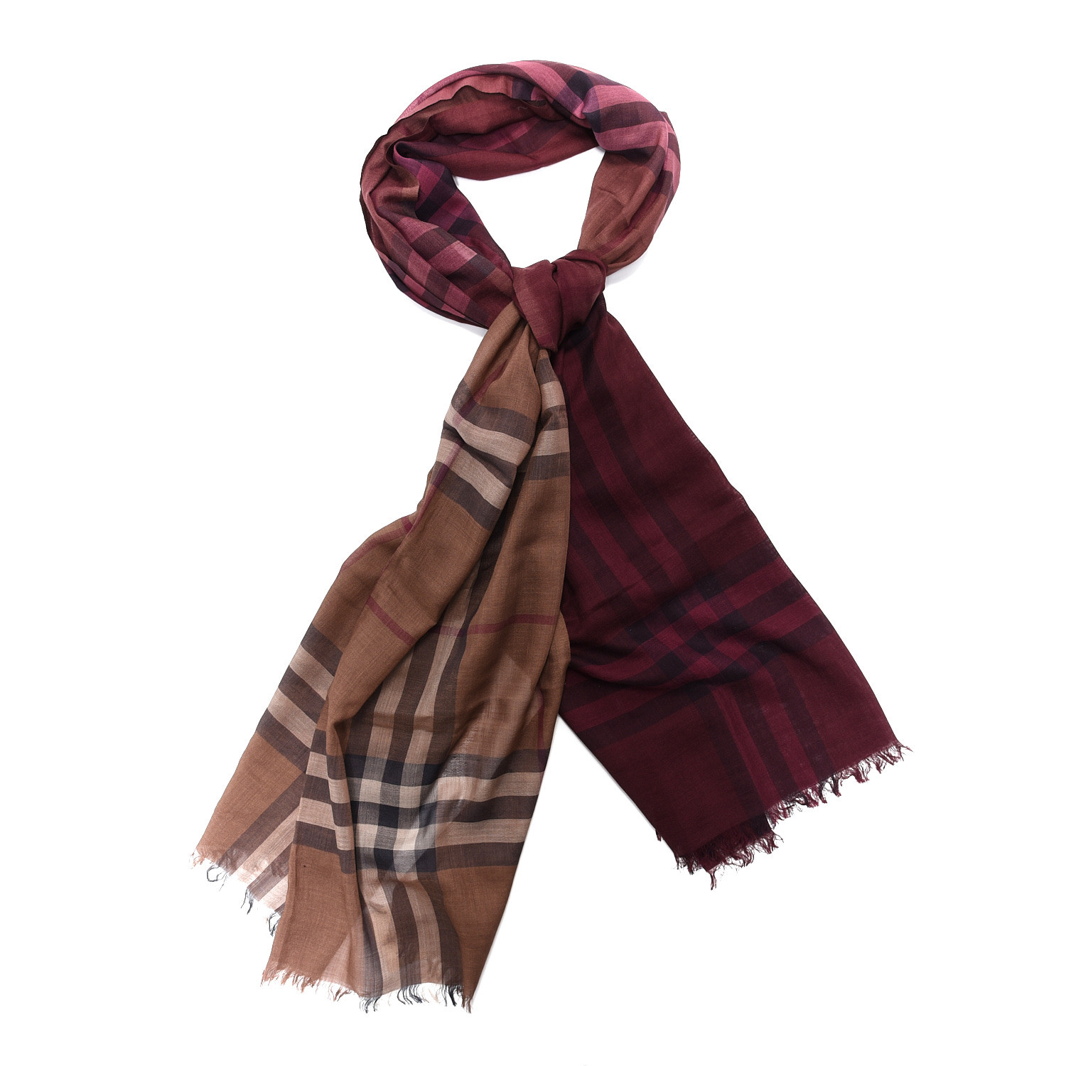 Burberry Wool Silk Gauze Ombre Giant Check Scarf Smoked Trench 560211 