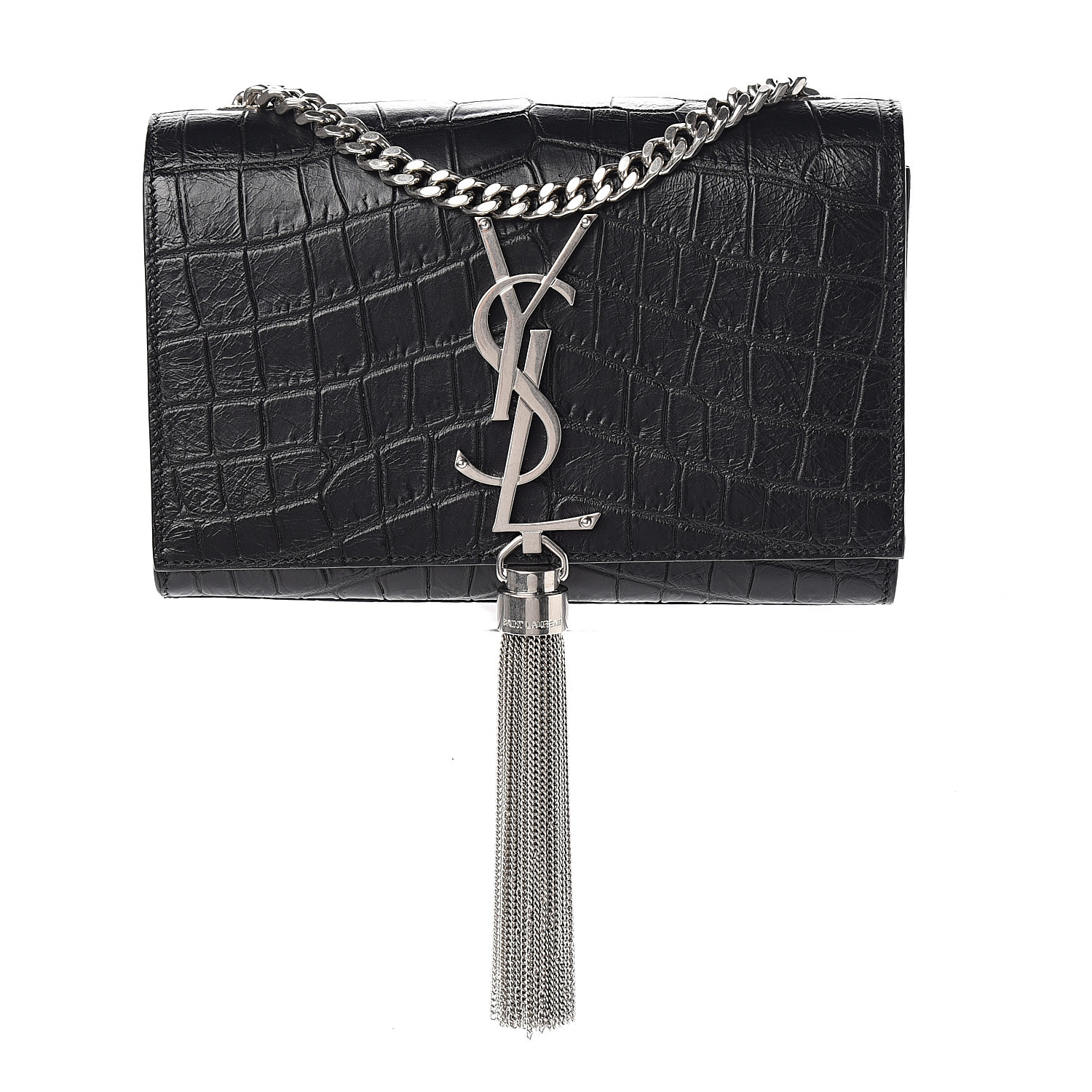 ysl croc embossed tassel bag