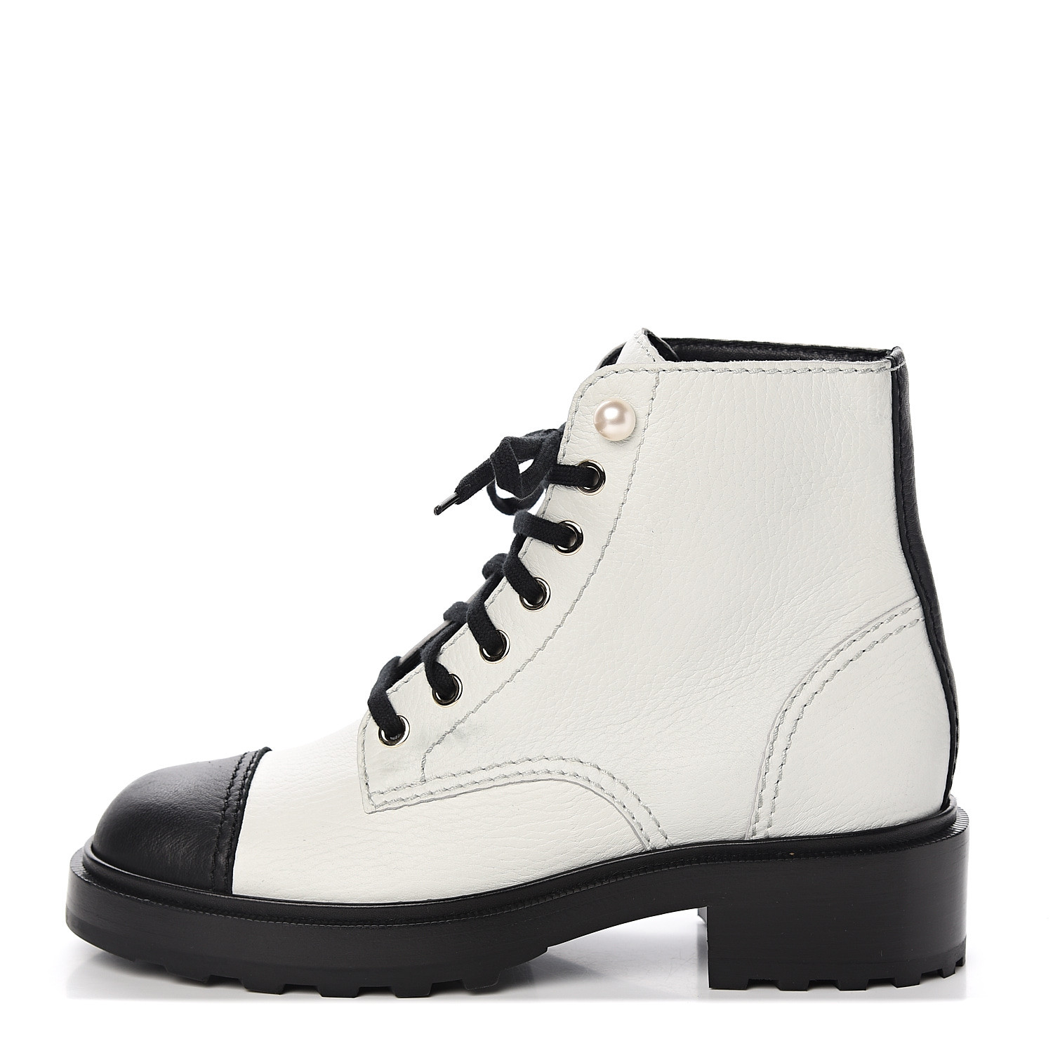 chanel white boots black toe