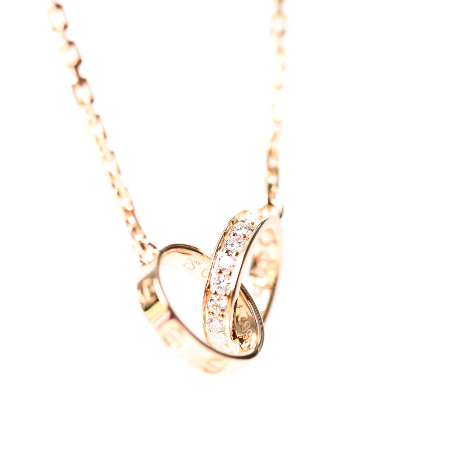 Cartier 18k Yellow Gold Diamond Interlocking Love Necklace 529580 8660