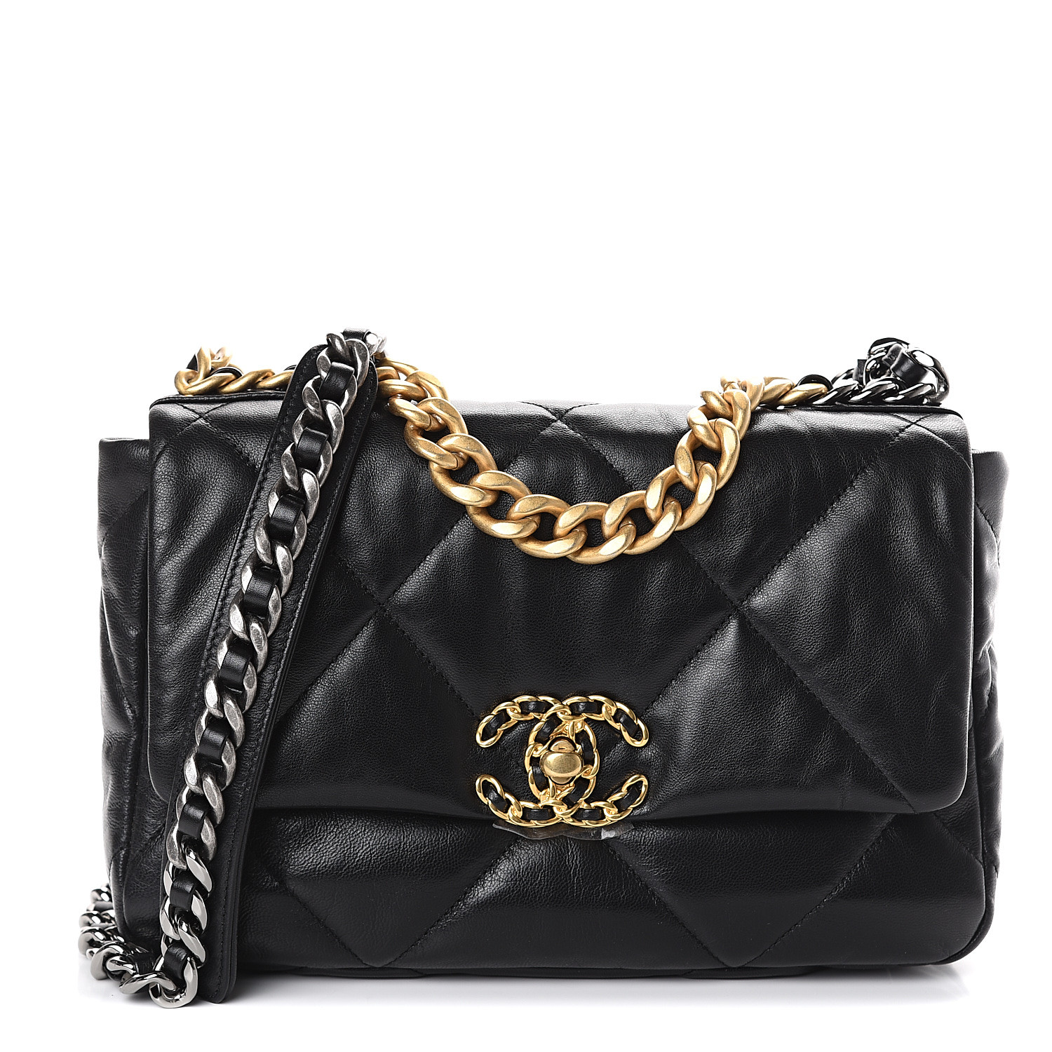 goatskin quilted medium chanel 19 flap black